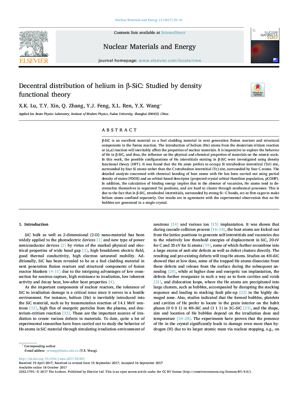 Decentral distribution of helium in Î²-SiC: Studied by density functional theory