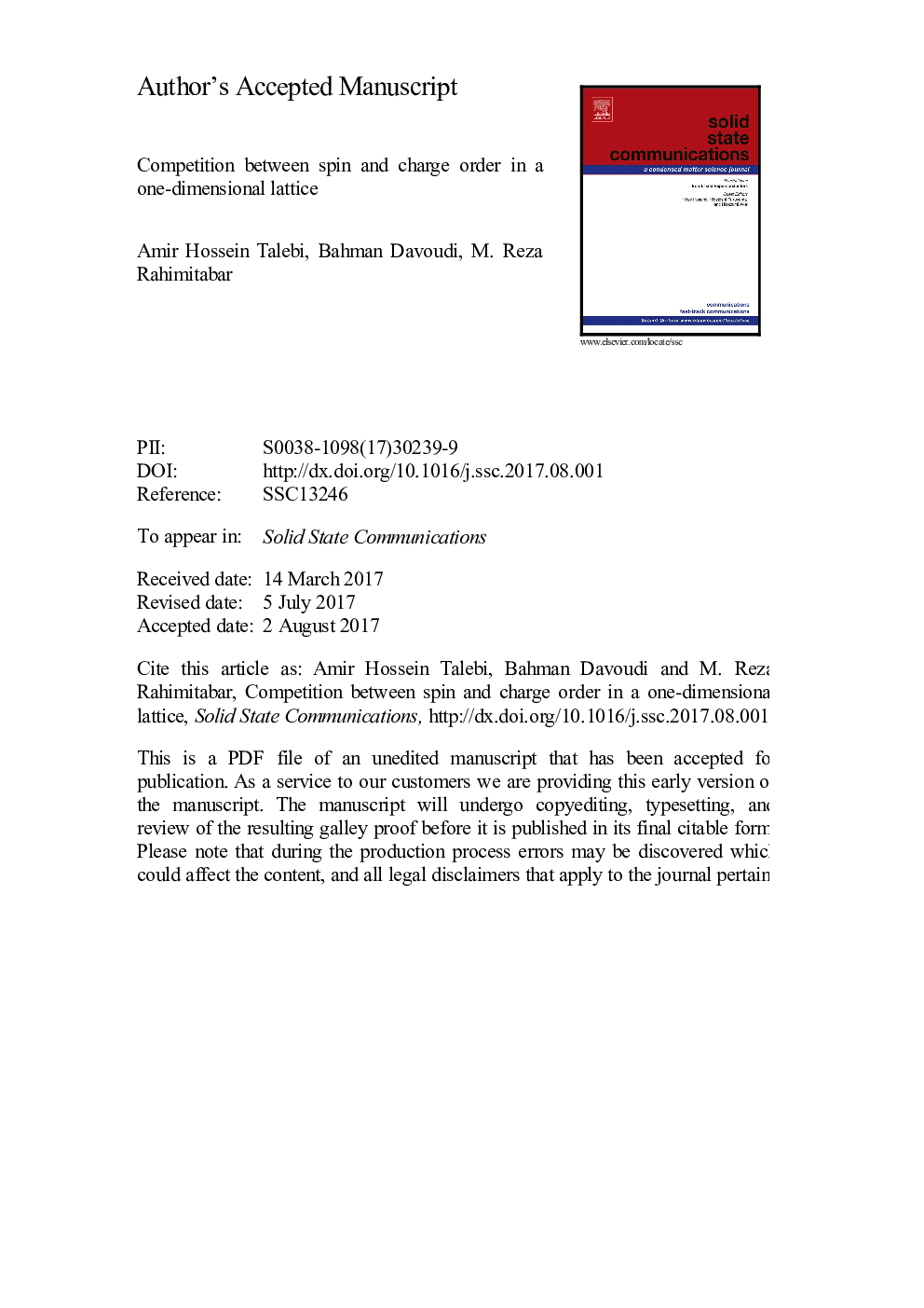 Competition between spin and charge order in a one-dimensional lattice