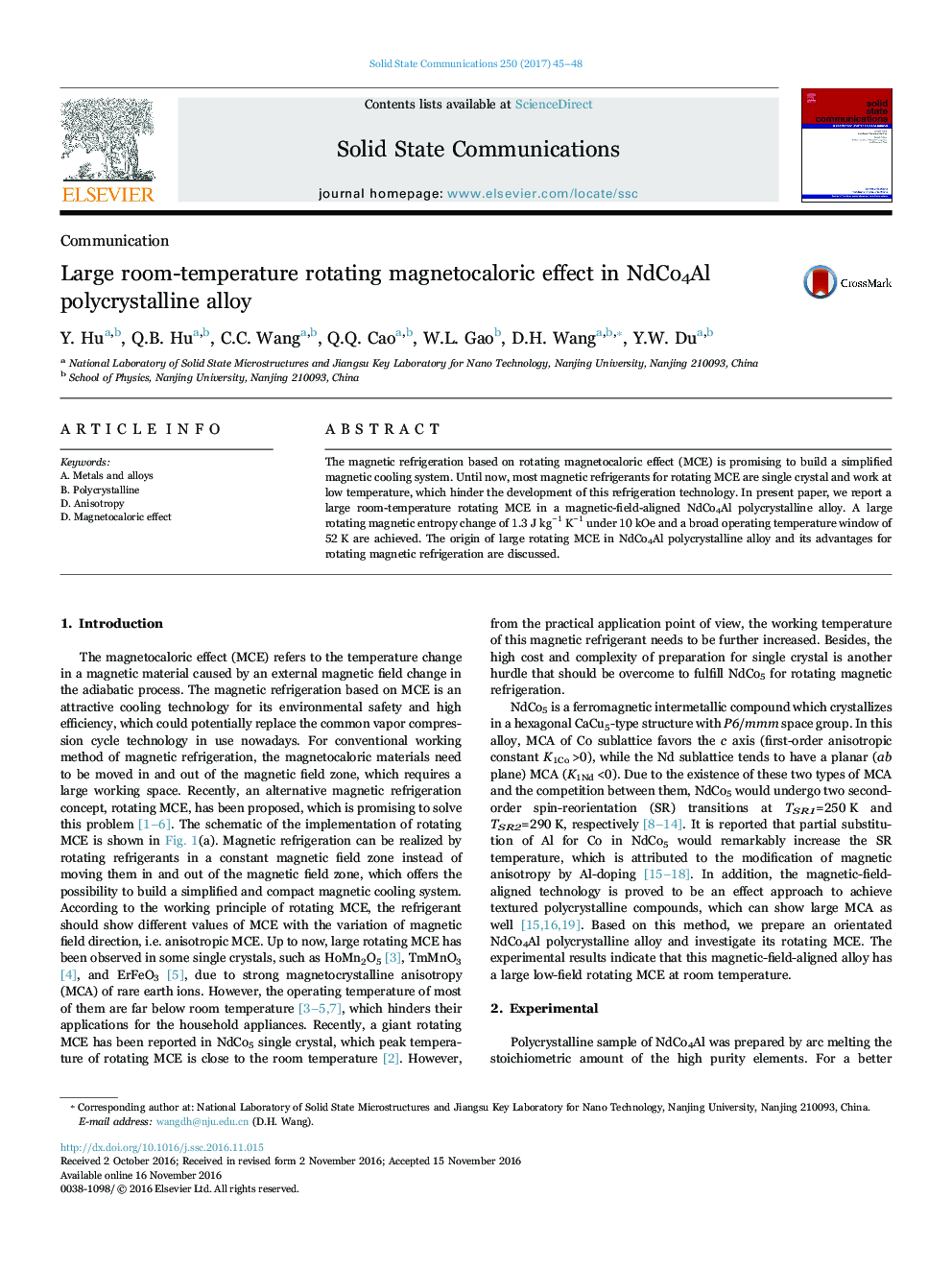 Large room-temperature rotating magnetocaloric effect in NdCo4Al polycrystalline alloy