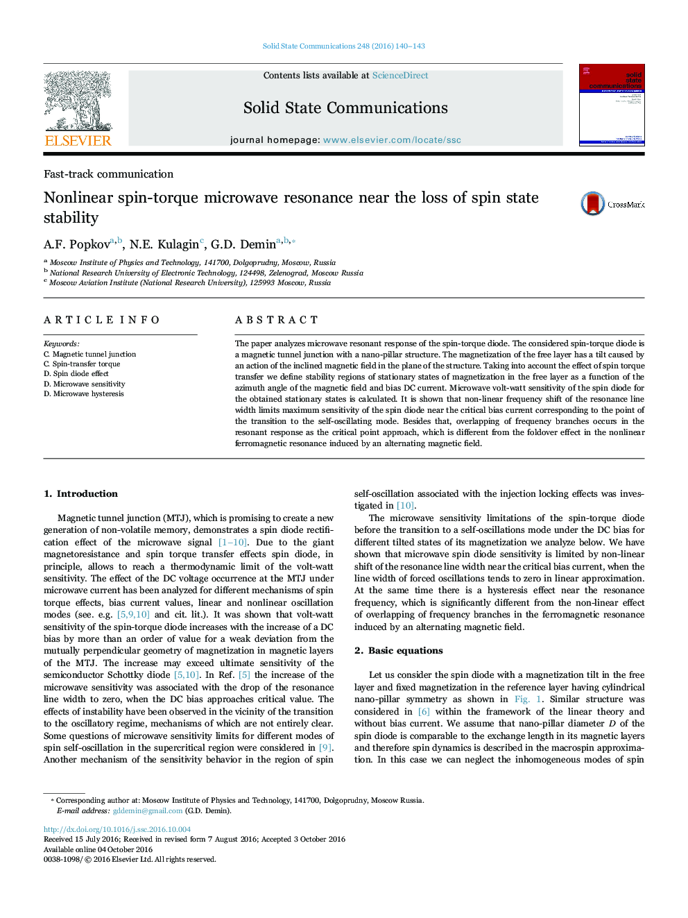 Nonlinear spin-torque microwave resonance near the loss of spin state stability