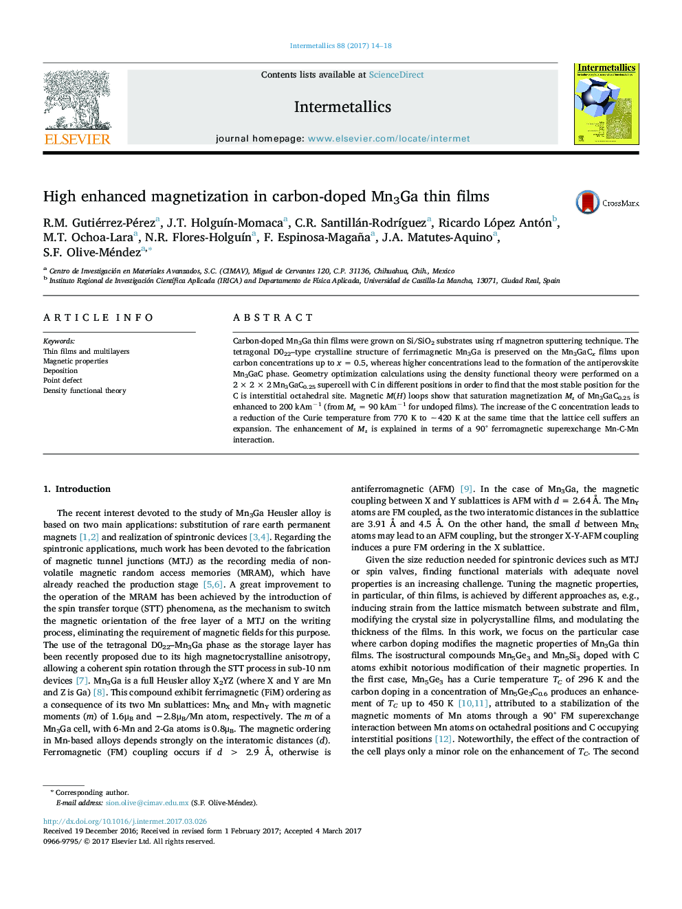 High enhanced magnetization in carbon-doped Mn3Ga thin films