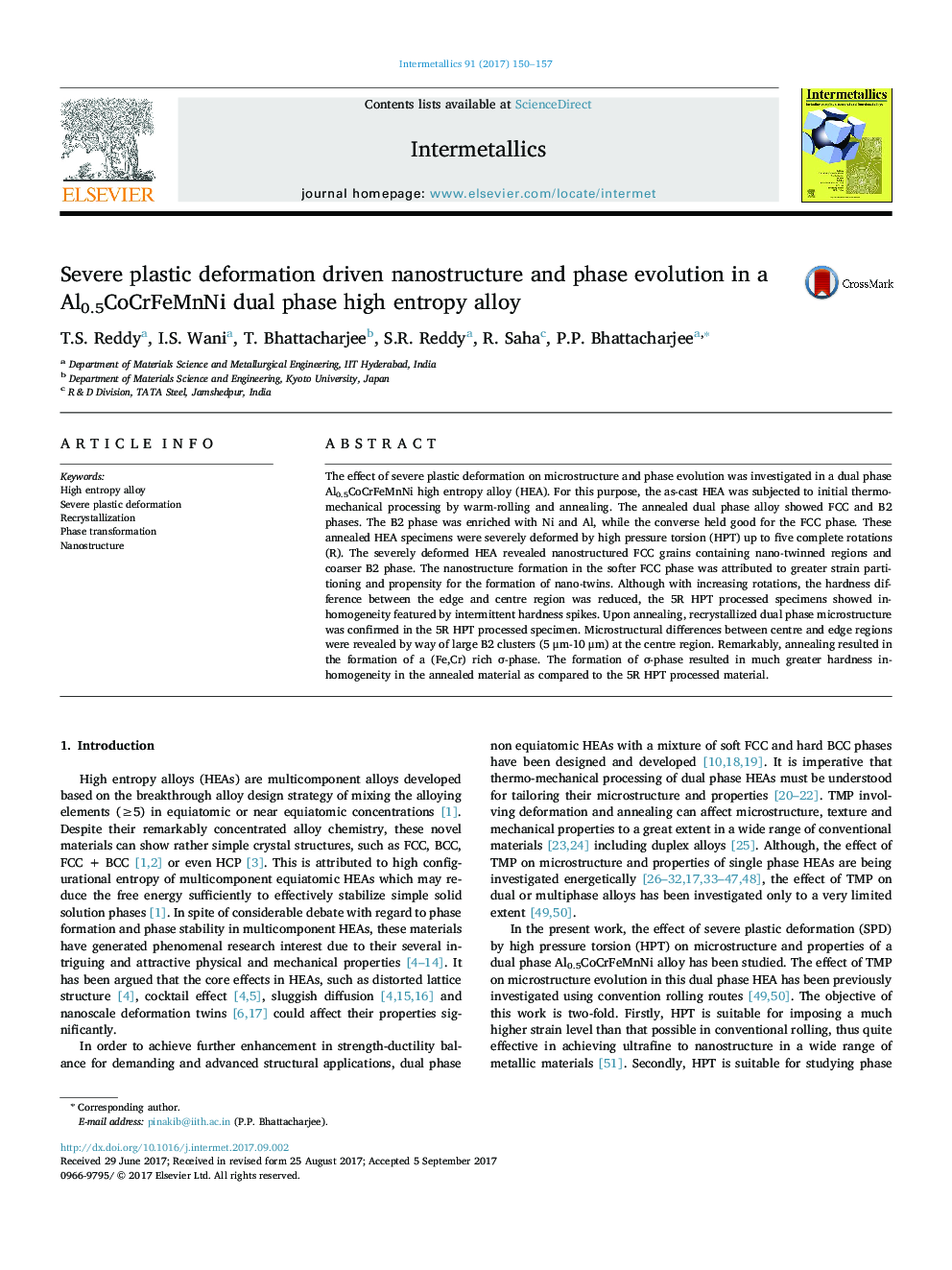 Severe plastic deformation driven nanostructure and phase evolution in a Al0.5CoCrFeMnNi dual phase high entropy alloy