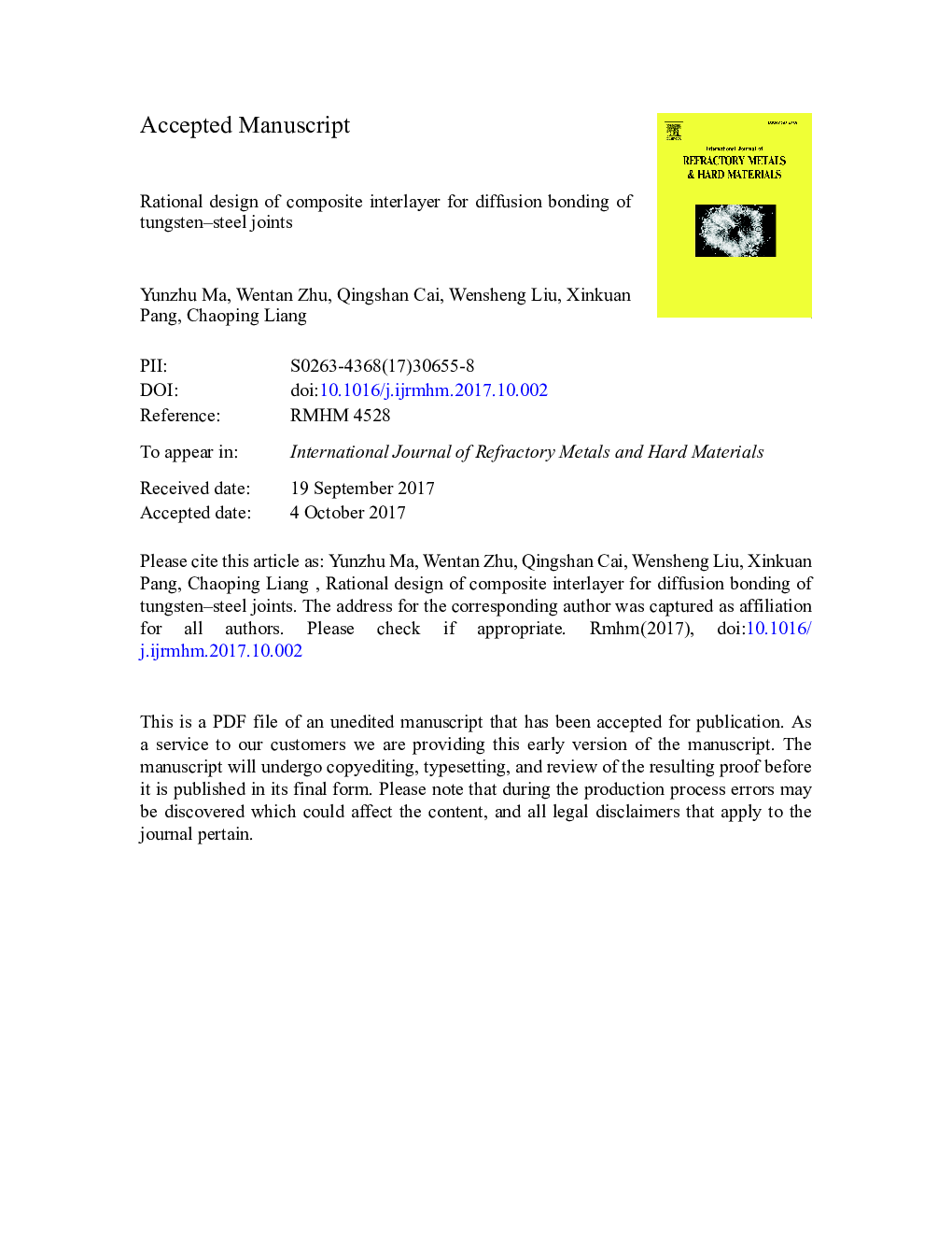 Rational design of composite interlayer for diffusion bonding of tungsten-steel joints