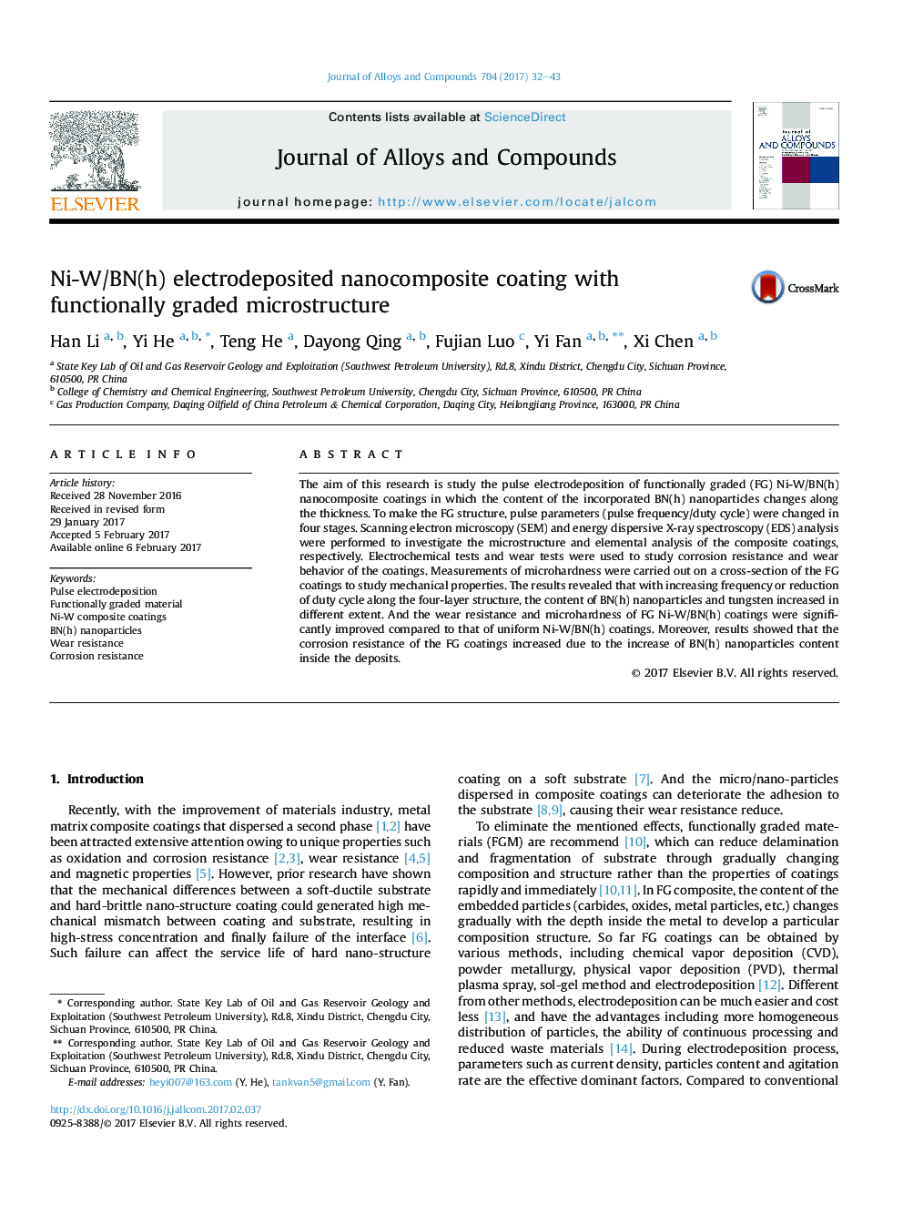 Ni-W/BN(h) electrodeposited nanocomposite coating with functionally graded microstructure