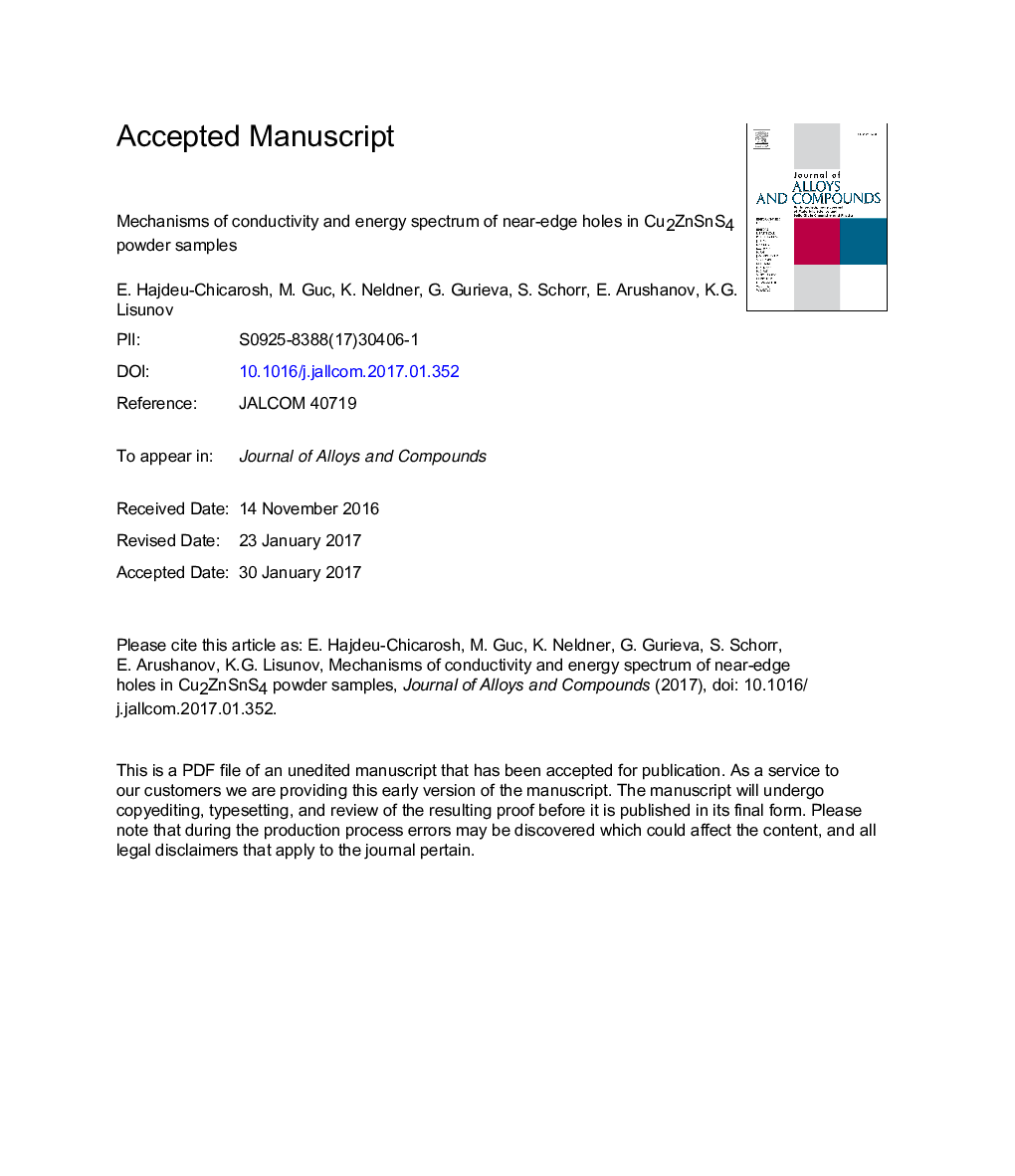 Mechanisms of conductivity and energy spectrum of near-edge holes in Cu2ZnSnS4 powder samples