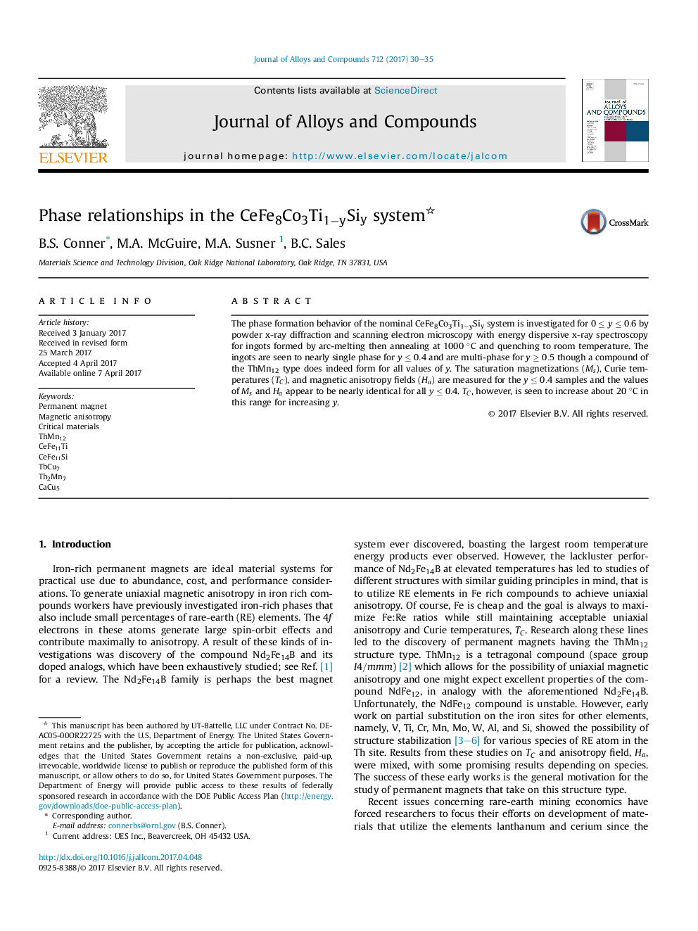 Phase relationships in the CeFe8Co3Ti1âySiy system