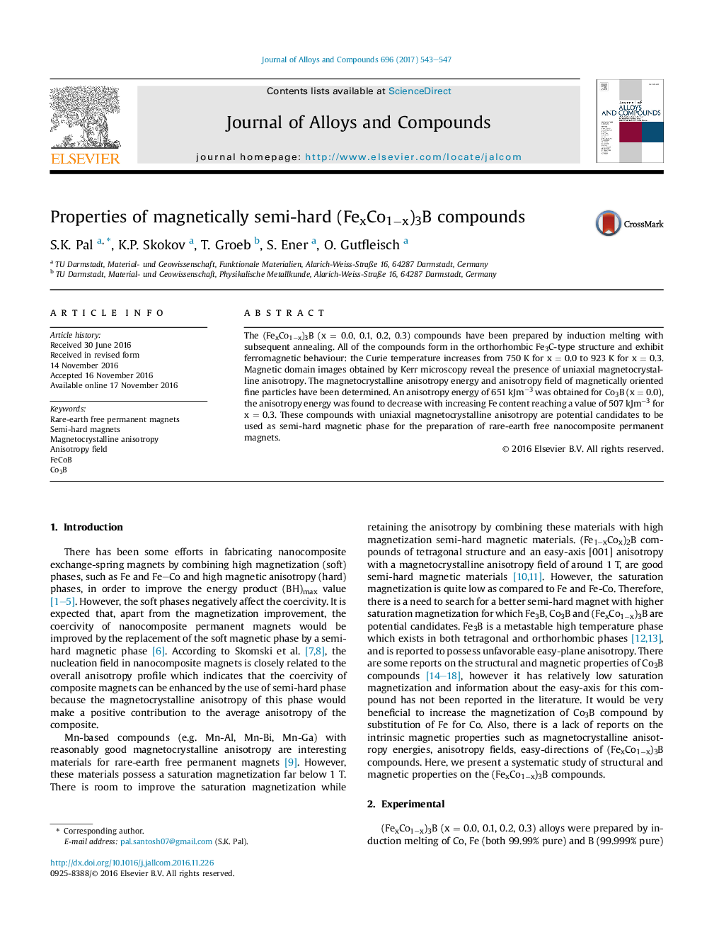 Properties of magnetically semi-hard (FexCo1âx)3B compounds