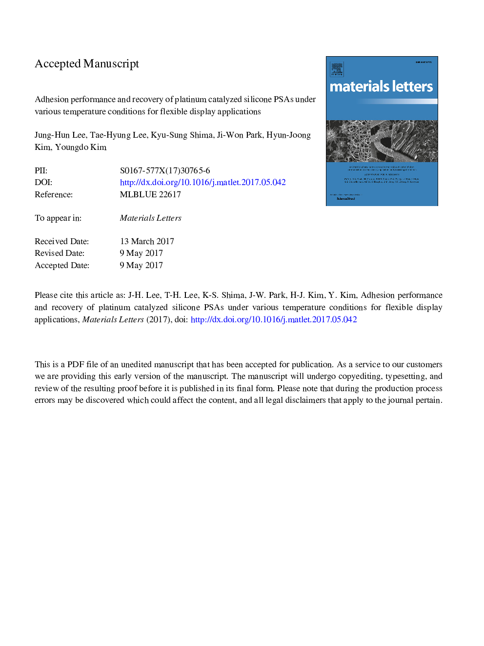 Adhesion performance and recovery of platinum catalyzed silicone PSAs under various temperature conditions for flexible display applications