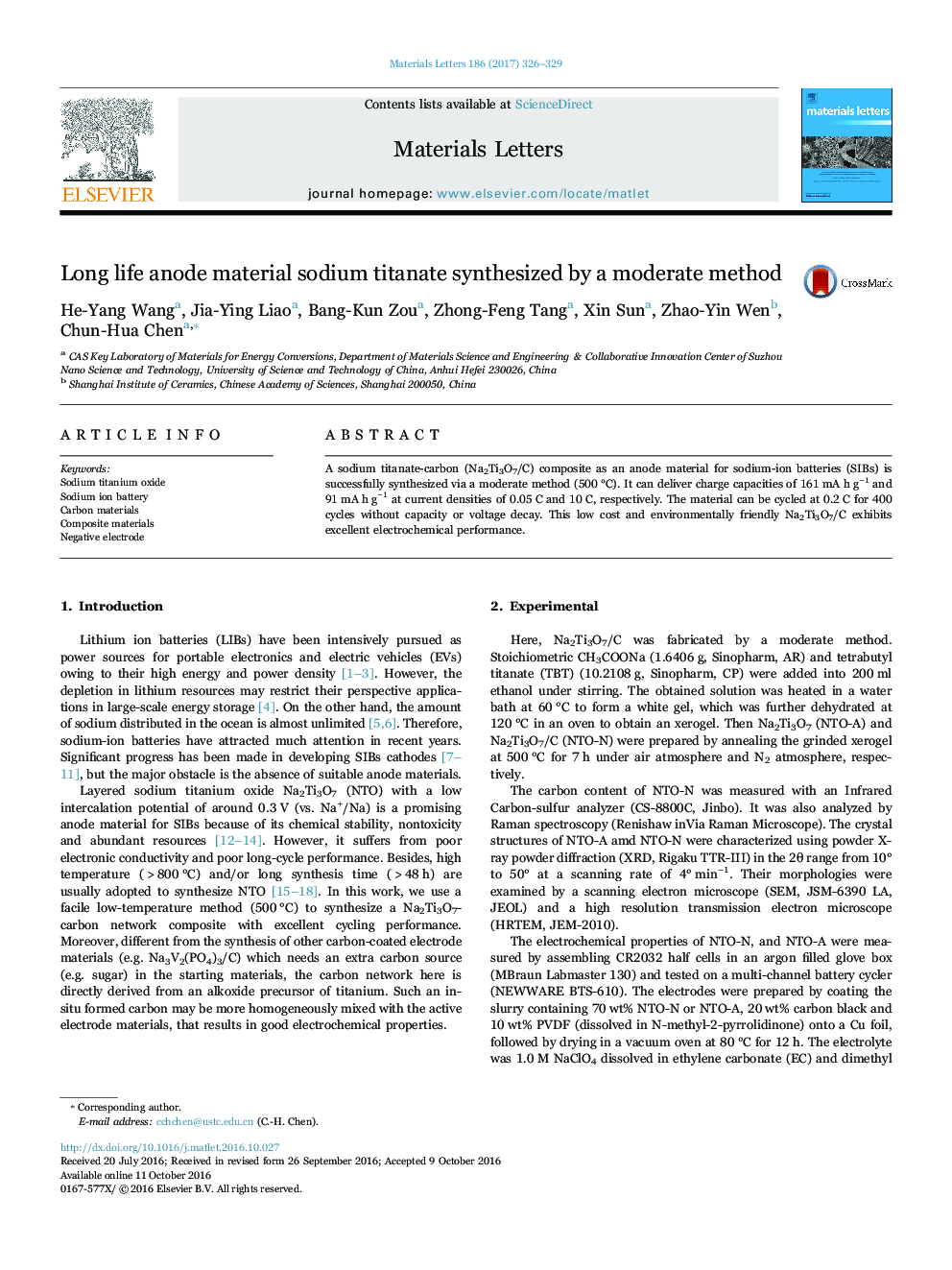 Long life anode material sodium titanate synthesized by a moderate method