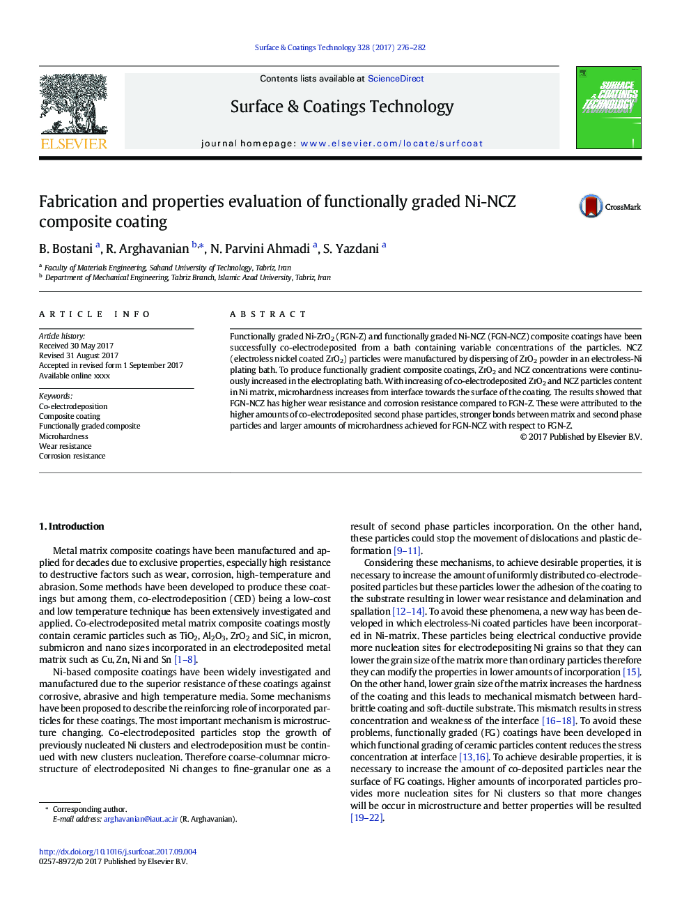 Fabrication and properties evaluation of functionally graded Ni-NCZ composite coating