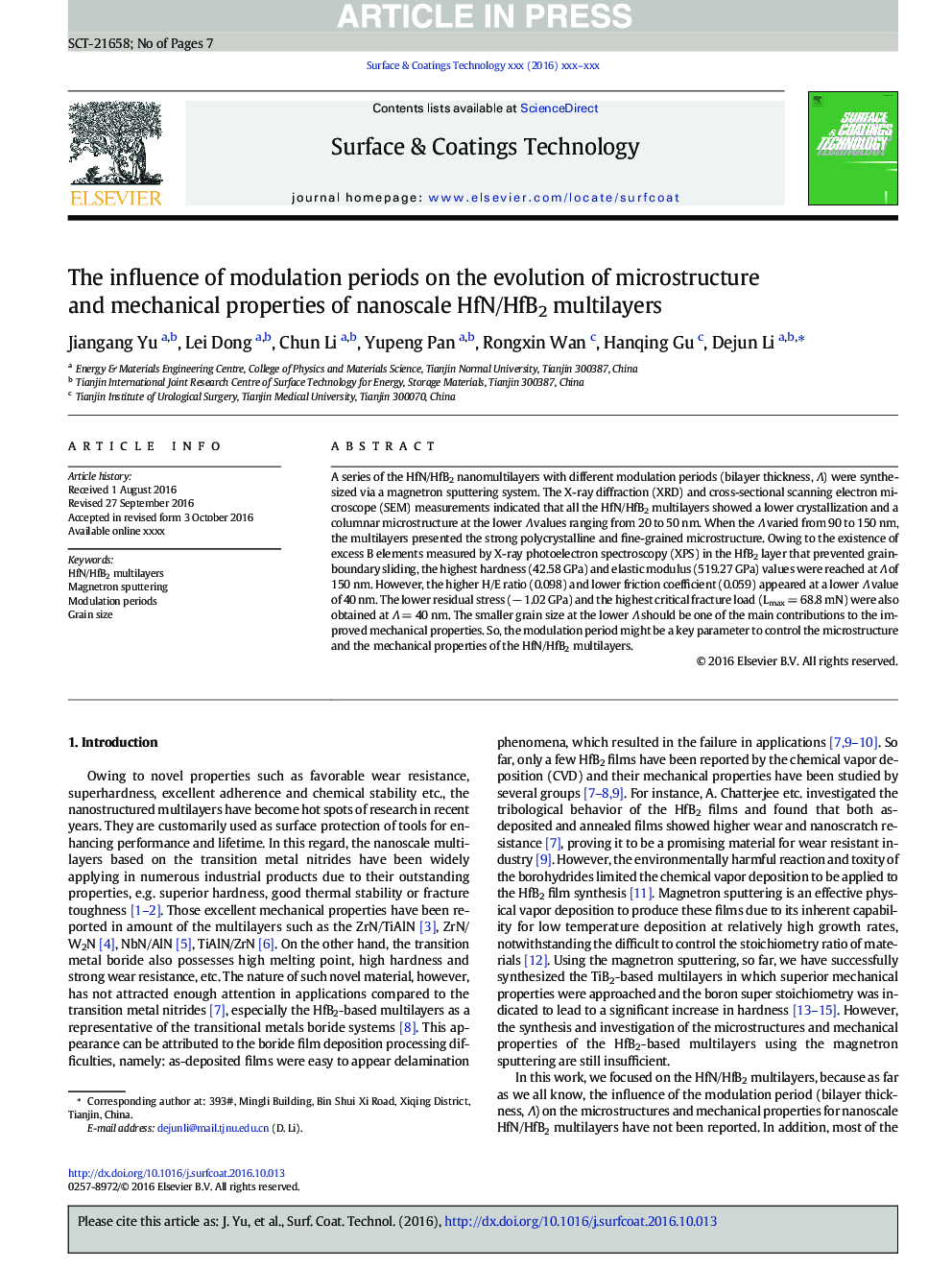 The influence of modulation periods on the evolution of microstructure and mechanical properties of nanoscale HfN/HfB2 multilayers