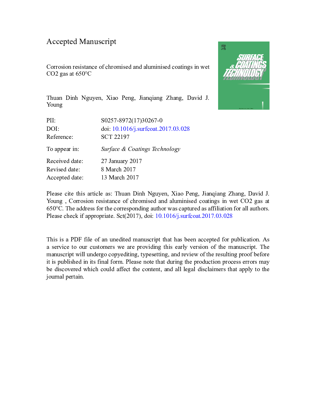 Corrosion resistance of chromised and aluminised coatings in wet CO2 gas at 650Â Â°C