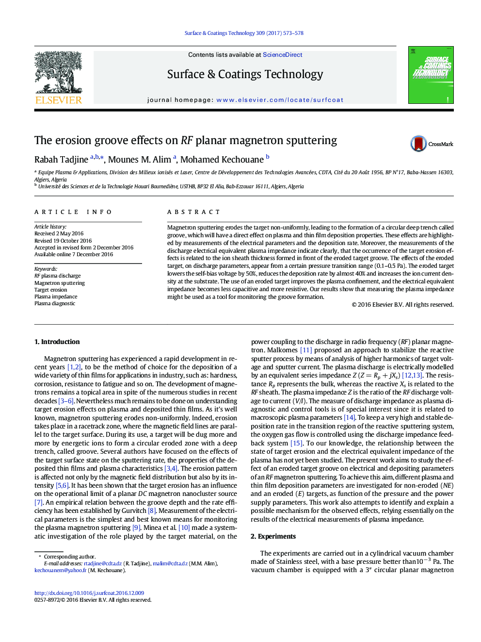 The erosion groove effects on RF planar magnetron sputtering