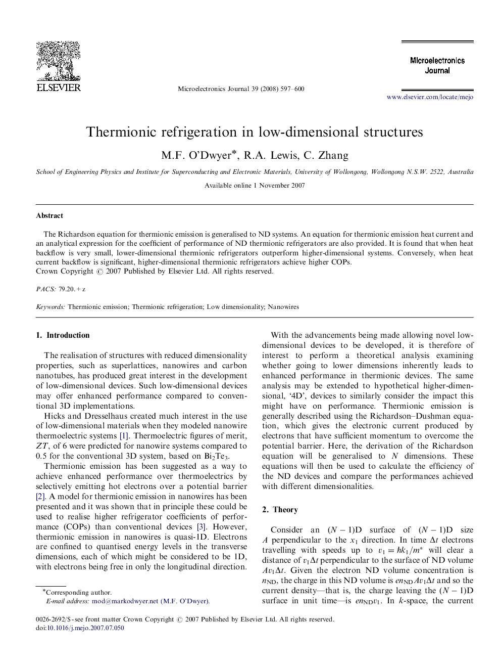 Thermionic refrigeration in low-dimensional structures