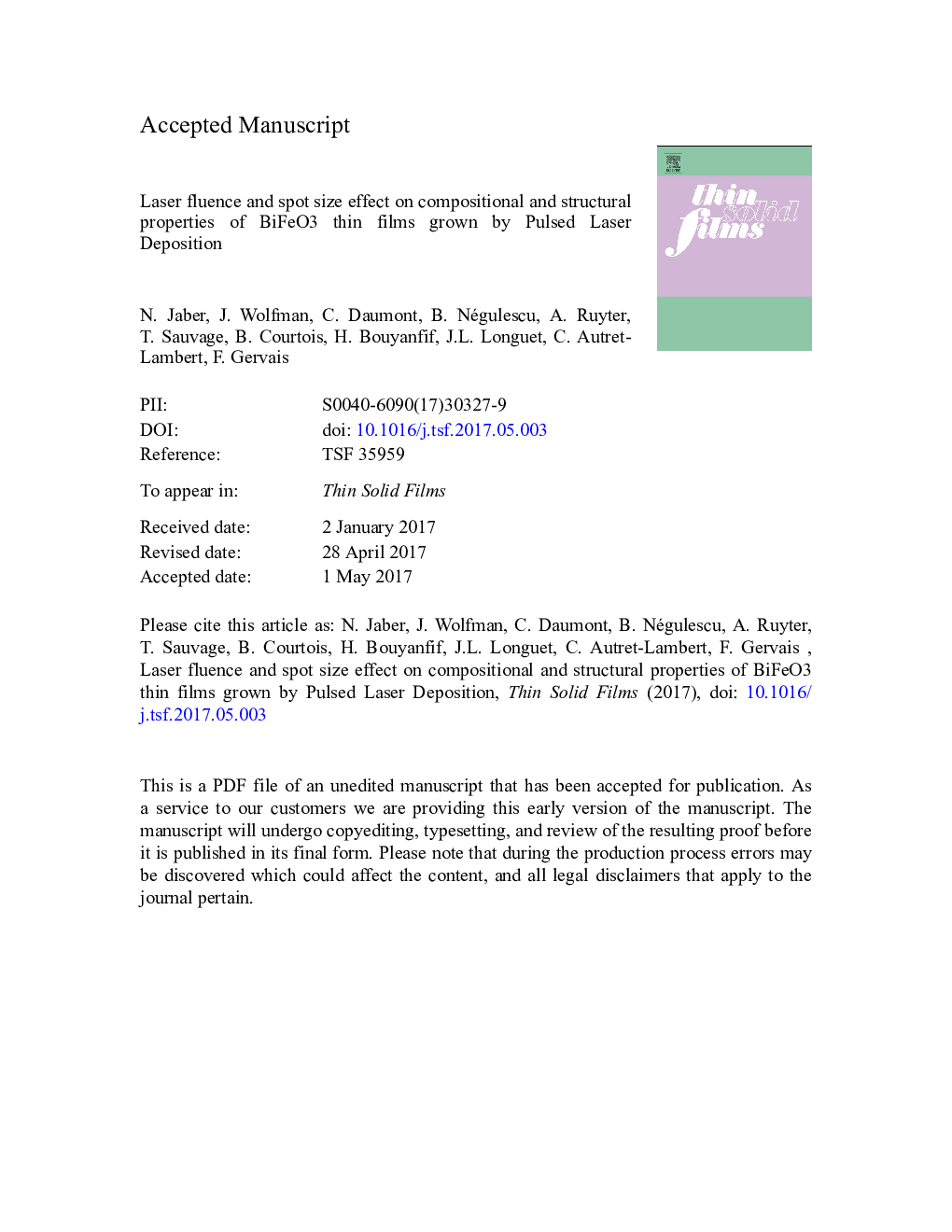 Laser fluence and spot size effect on compositional and structural properties of BiFeO3 thin films grown by Pulsed Laser Deposition