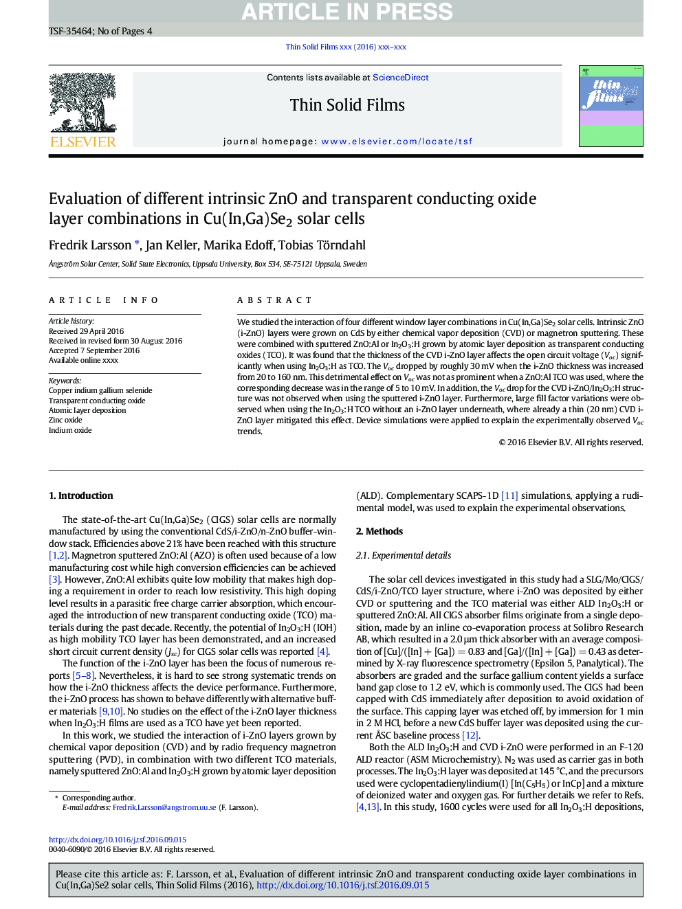 Evaluation of different intrinsic ZnO and transparent conducting oxide layer combinations in Cu(In,Ga)Se2 solar cells