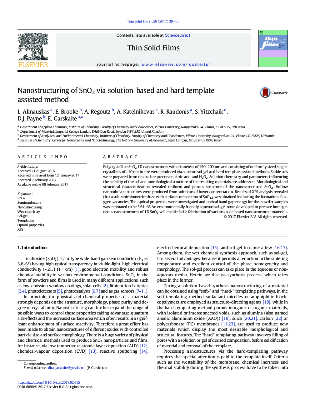 Nanostructuring of SnO2 via solution-based and hard template assisted method