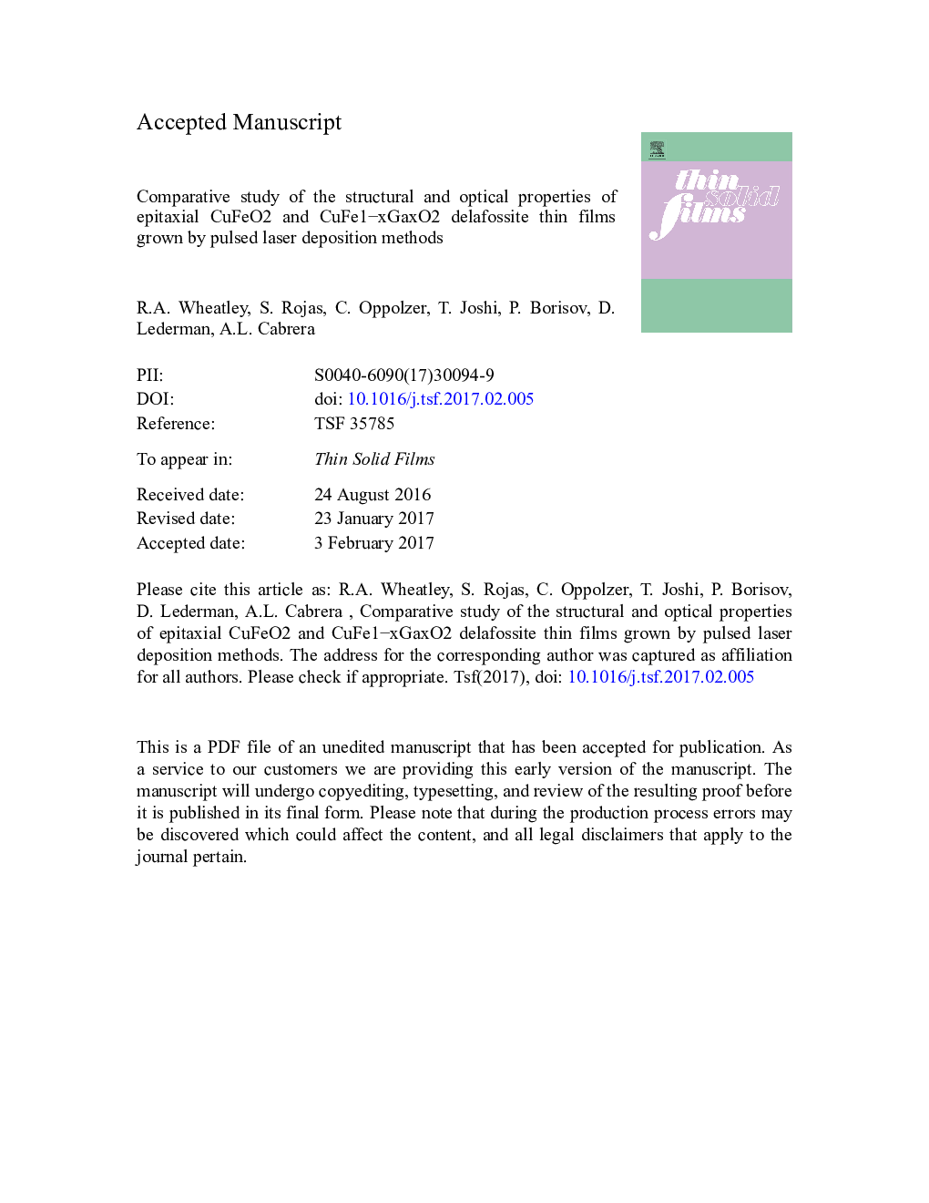 Comparative study of the structural and optical properties of epitaxial CuFeO2 and CuFe1Â âÂ xGaxO2 delafossite thin films grown by pulsed laser deposition methods