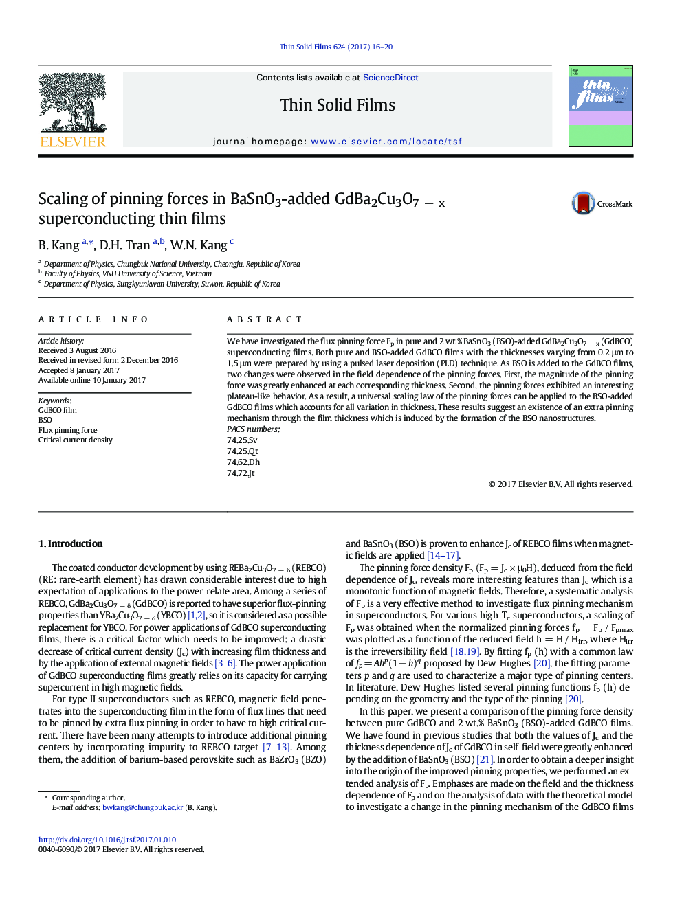 Scaling of pinning forces in BaSnO3-added GdBa2Cu3O7Â âÂ x superconducting thin films