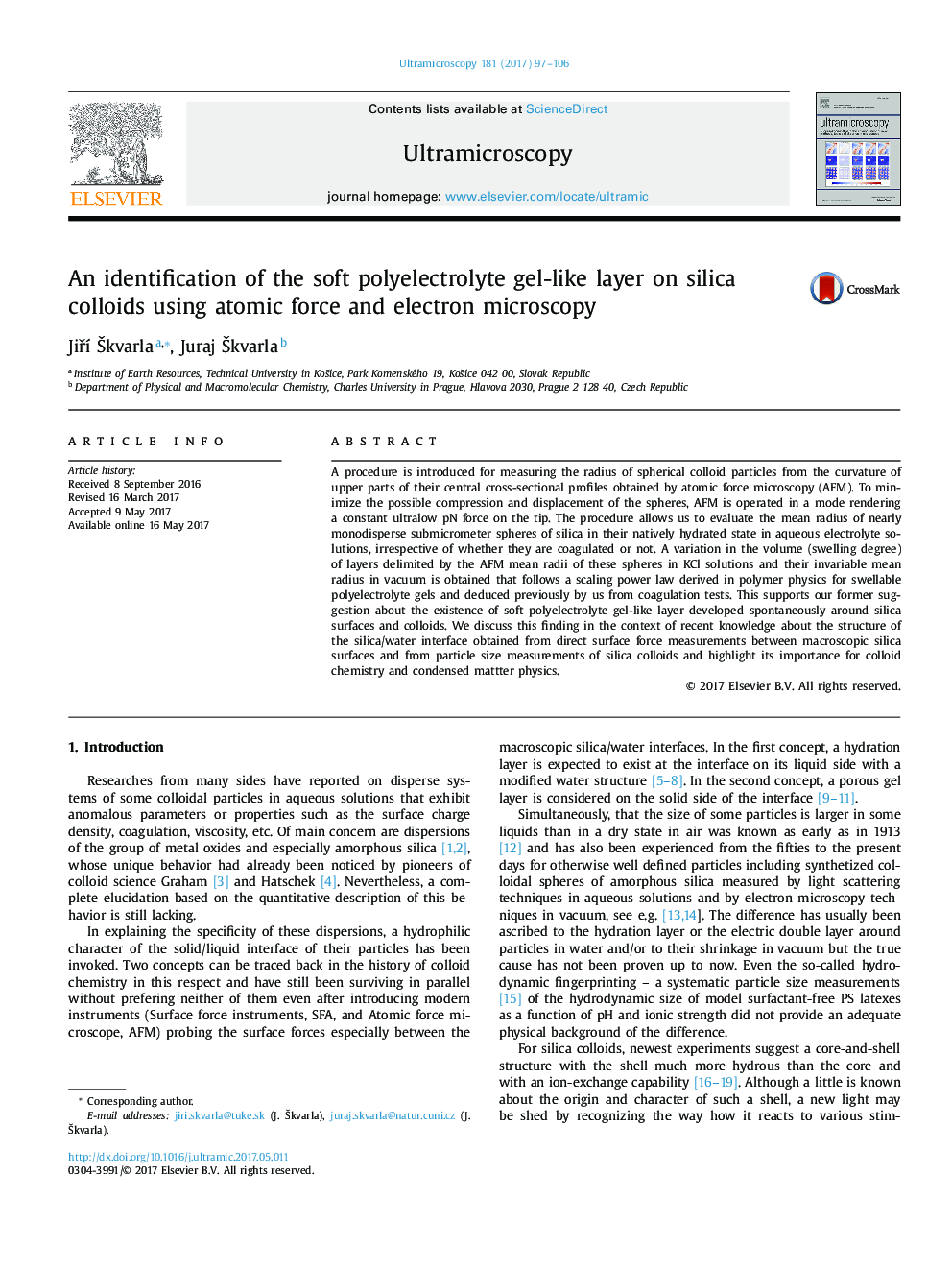 An identification of the soft polyelectrolyte gel-like layer on silica colloids using atomic force and electron microscopy