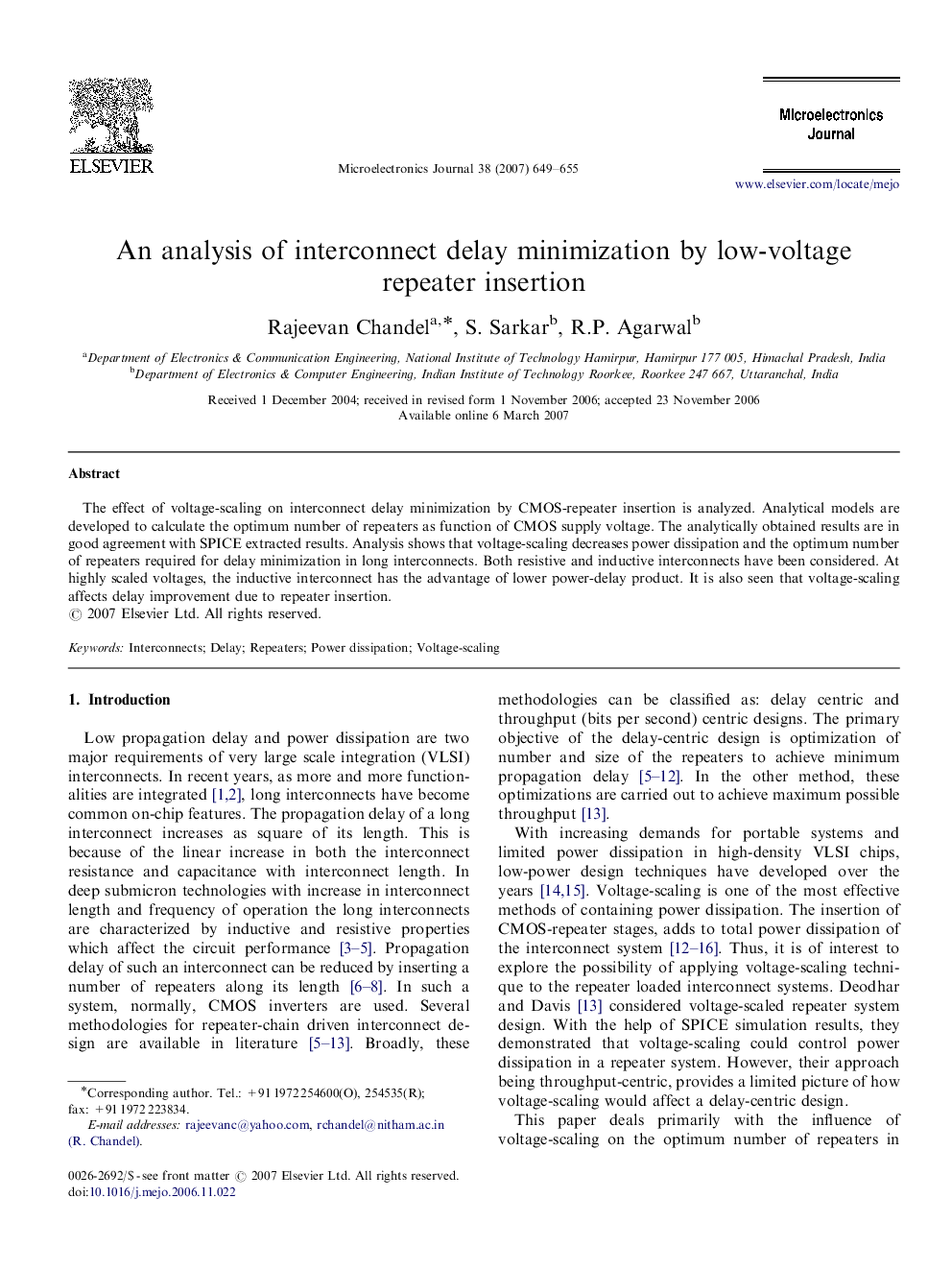 An analysis of interconnect delay minimization by low-voltage repeater insertion