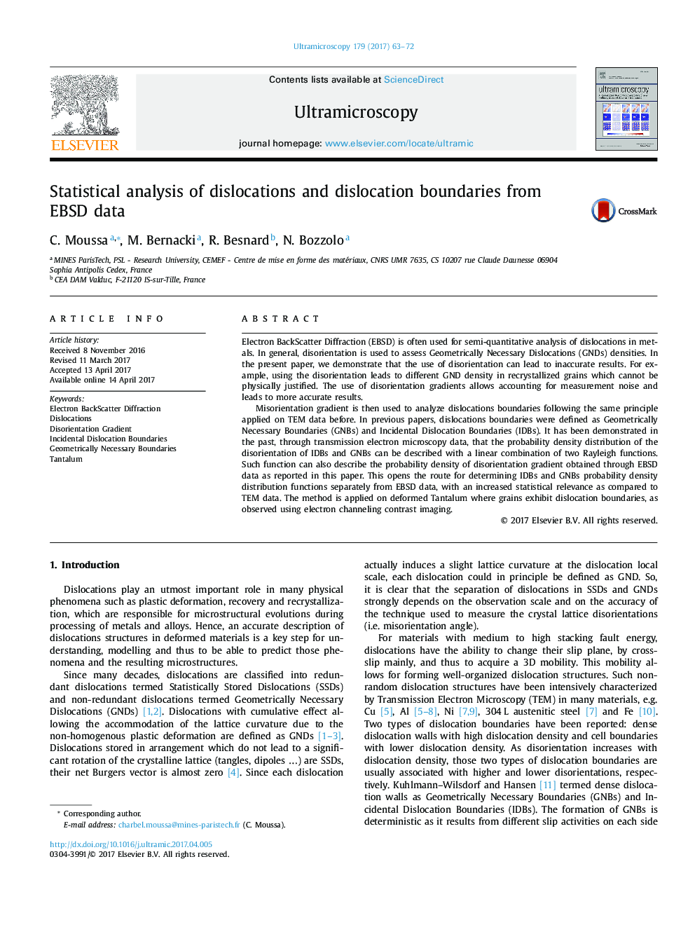 Statistical analysis of dislocations and dislocation boundaries from EBSD data