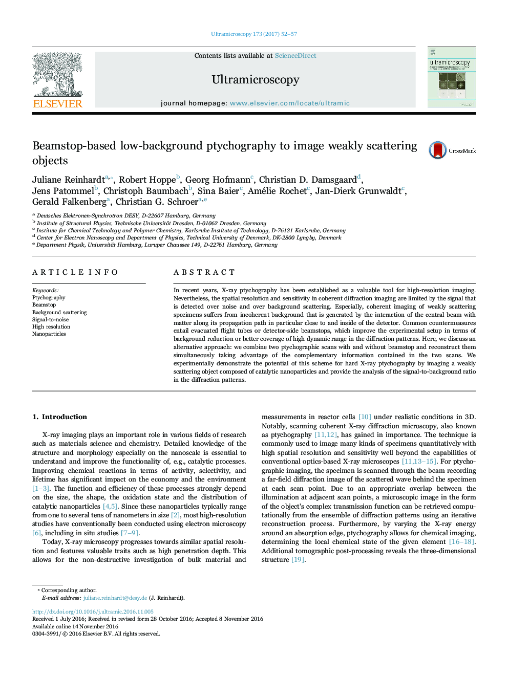 Beamstop-based low-background ptychography to image weakly scattering objects