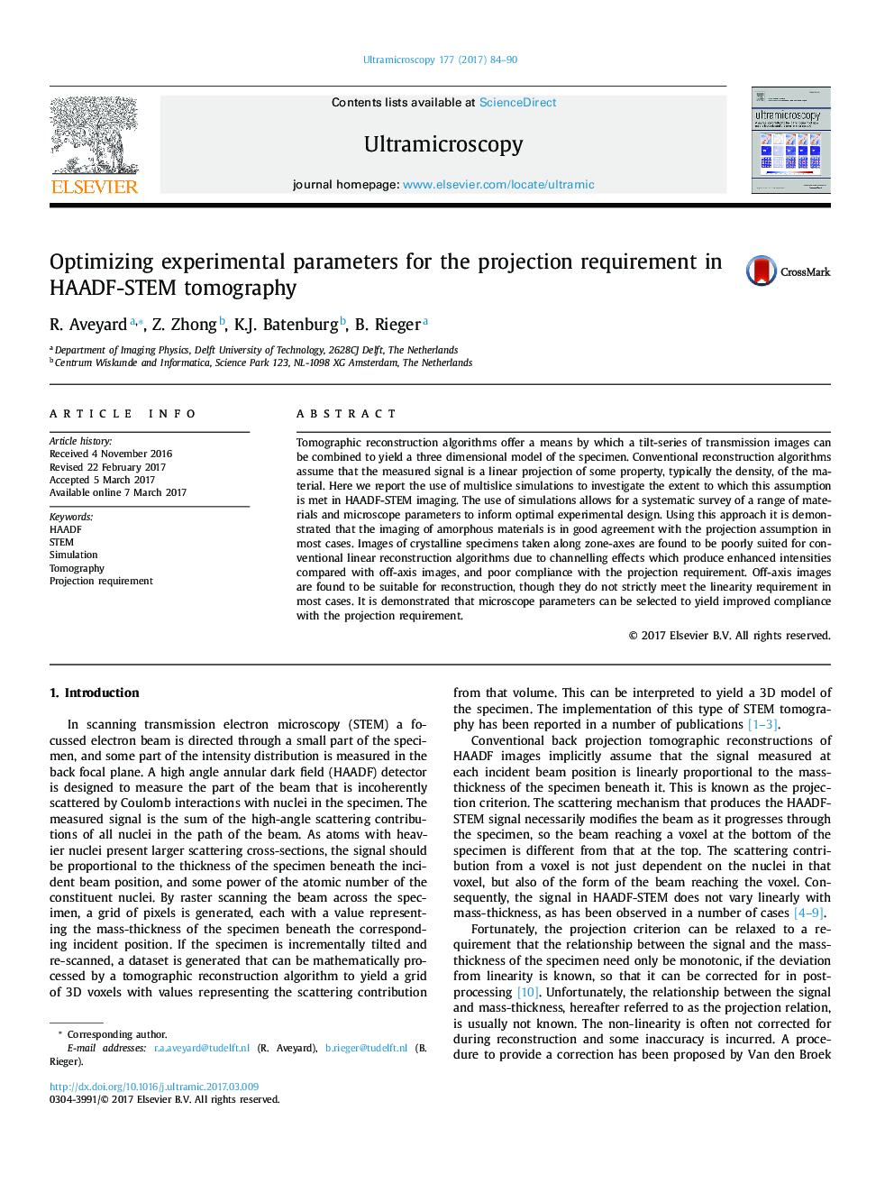 Optimizing experimental parameters for the projection requirement in HAADF-STEM tomography