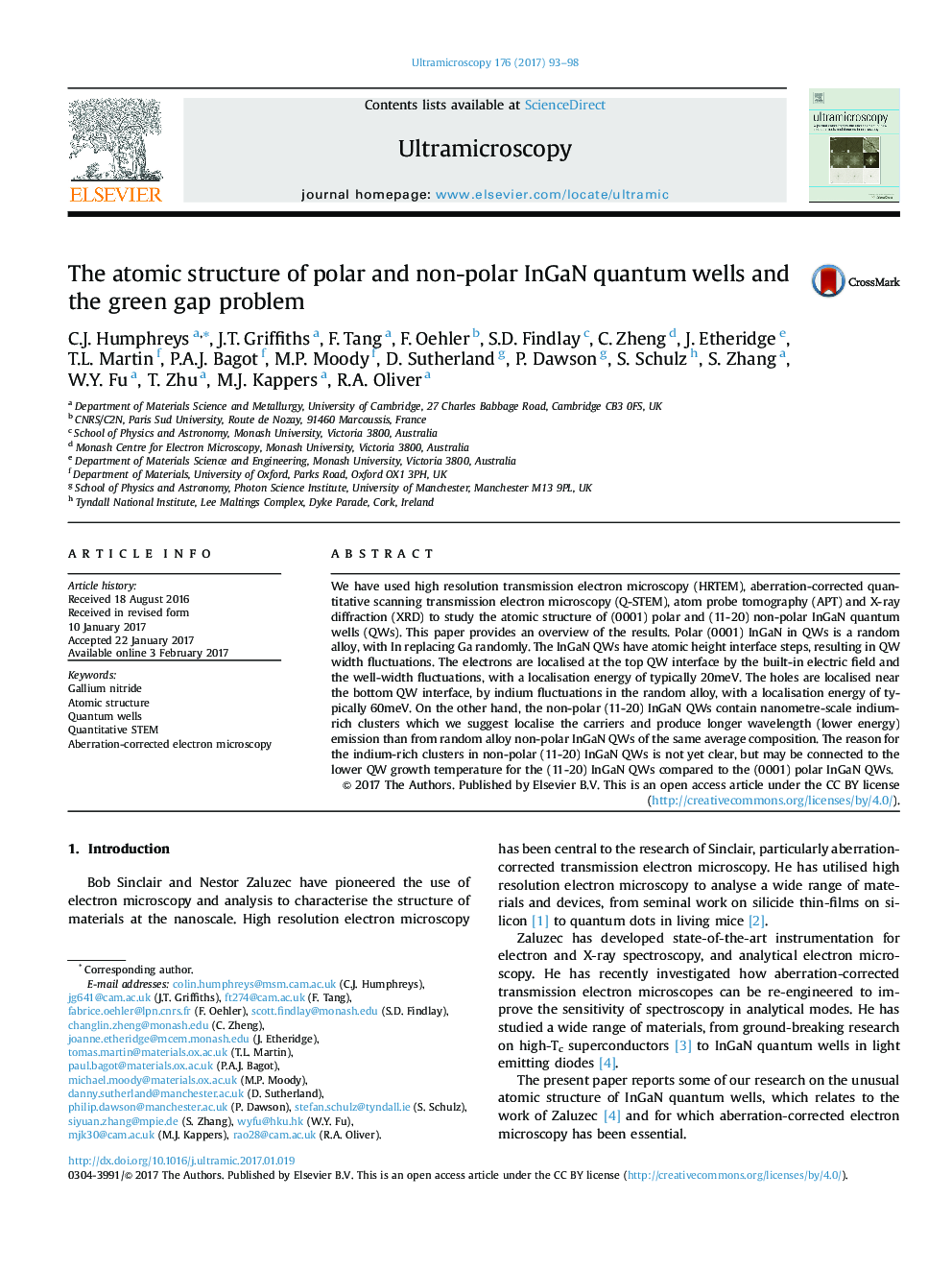 The atomic structure of polar and non-polar InGaN quantum wells and the green gap problem