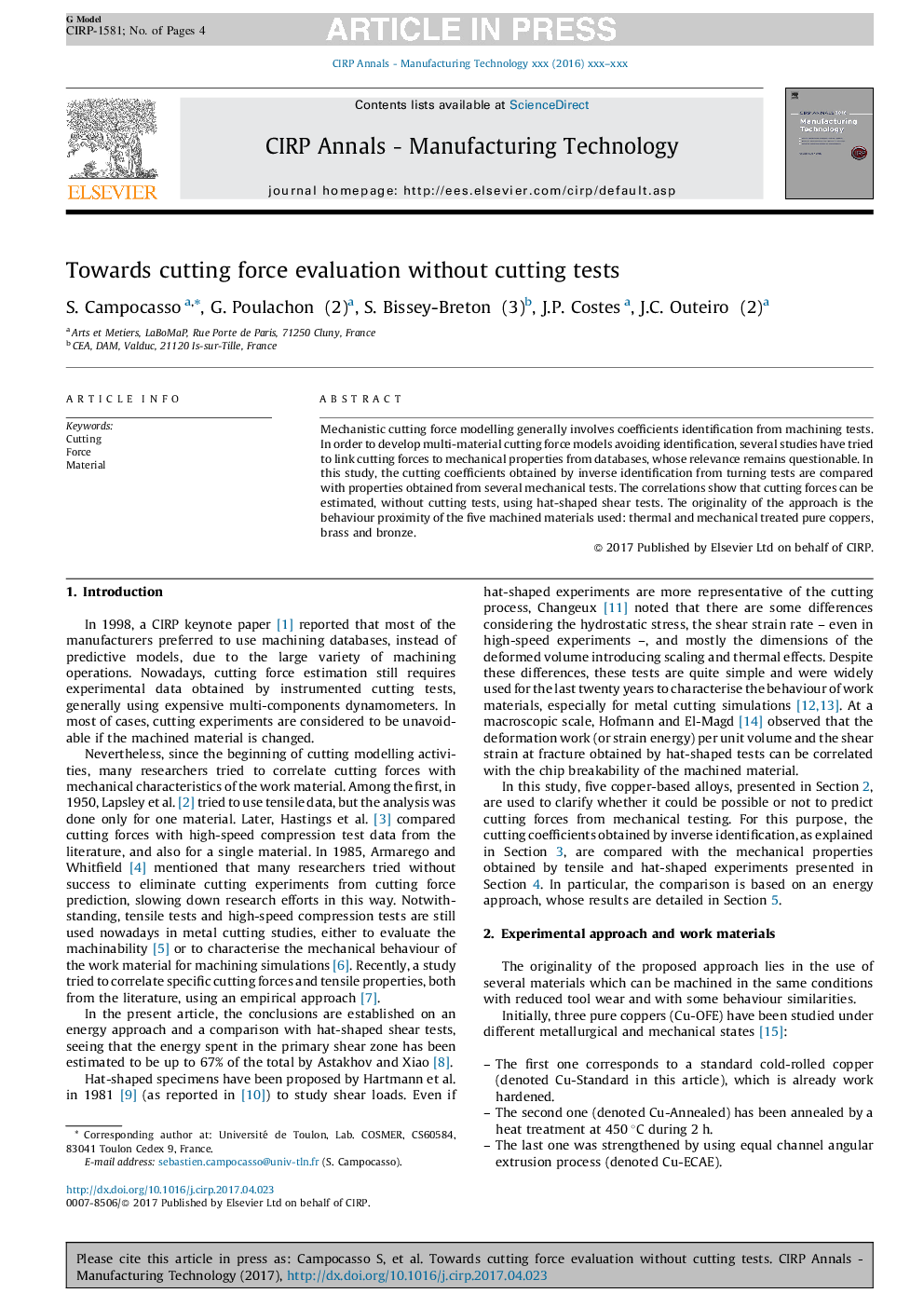 Towards cutting force evaluation without cutting tests