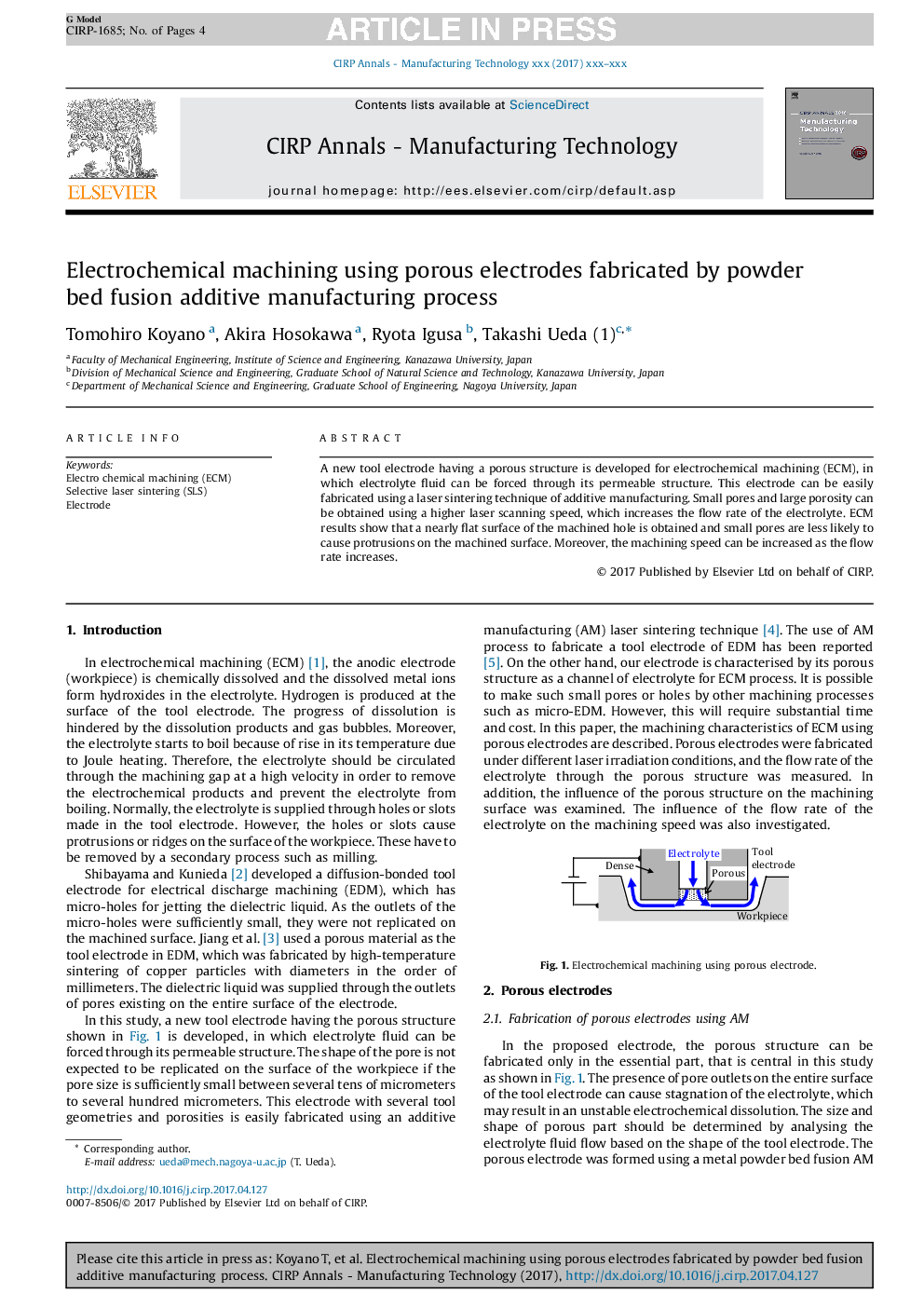 Electrochemical machining using porous electrodes fabricated by powder bed fusion additive manufacturing process