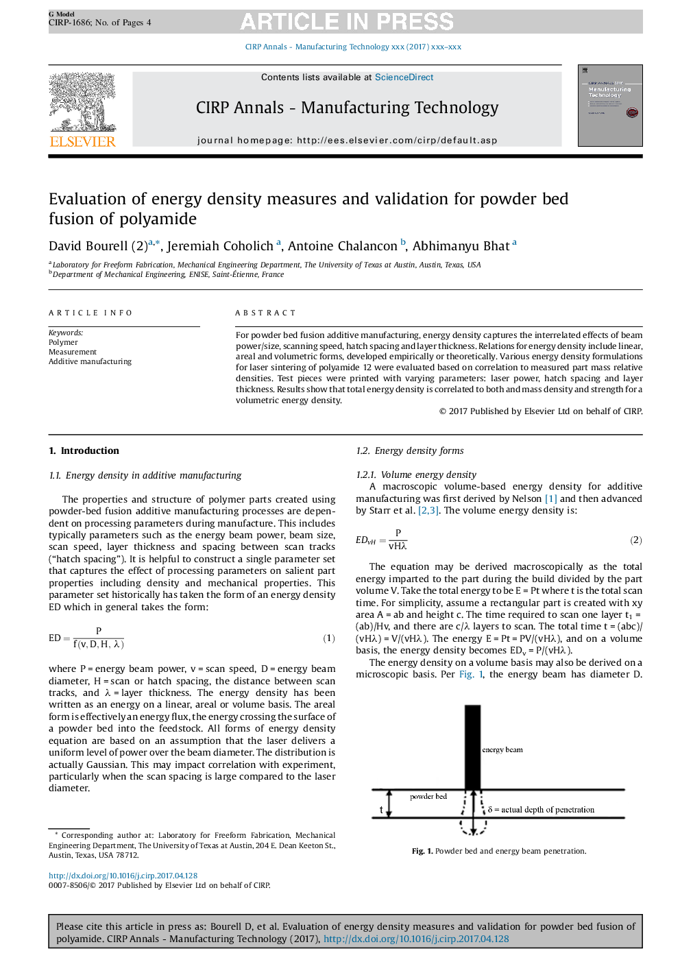 Evaluation of energy density measures and validation for powder bed fusion of polyamide