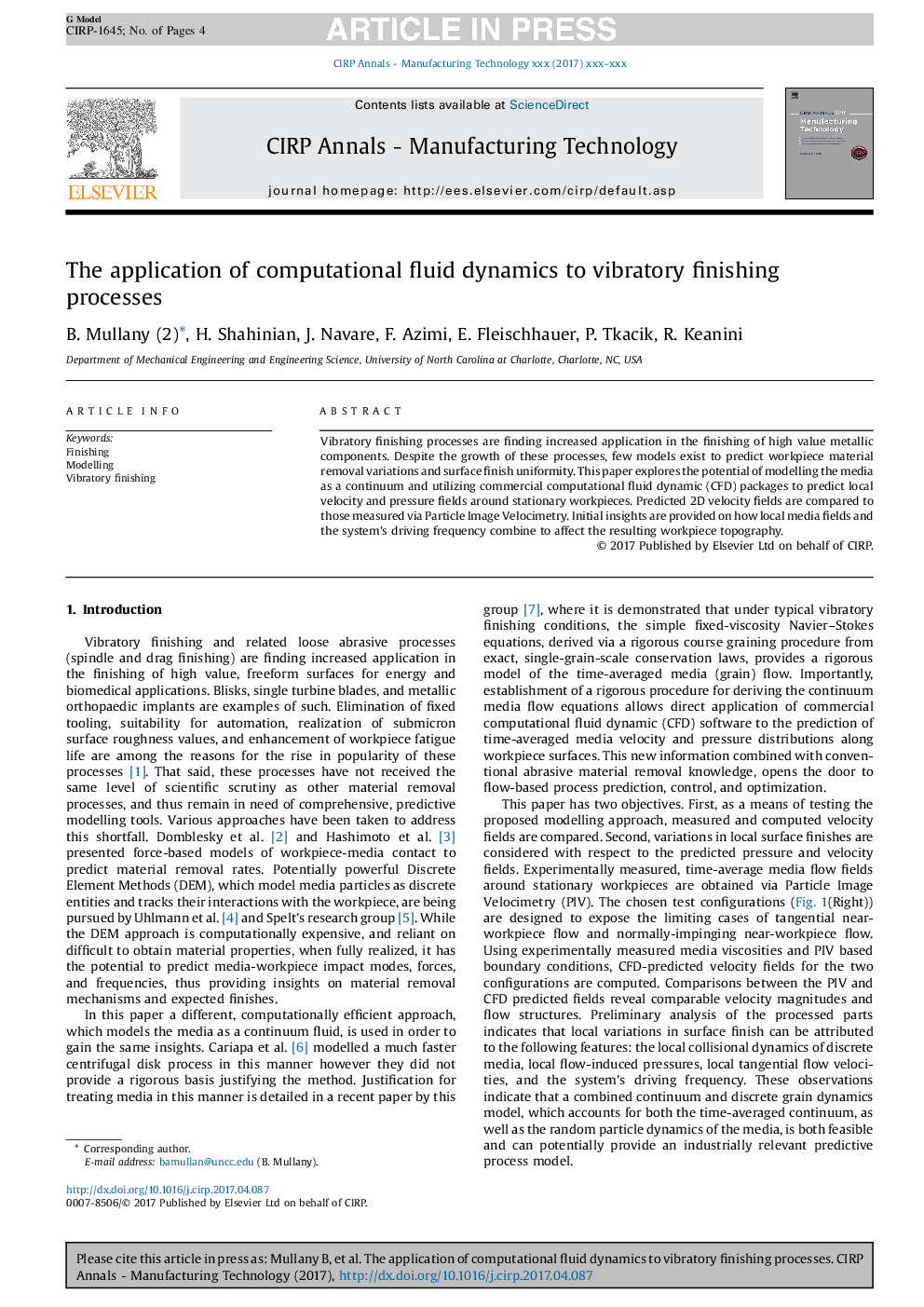 The application of computational fluid dynamics to vibratory finishing processes