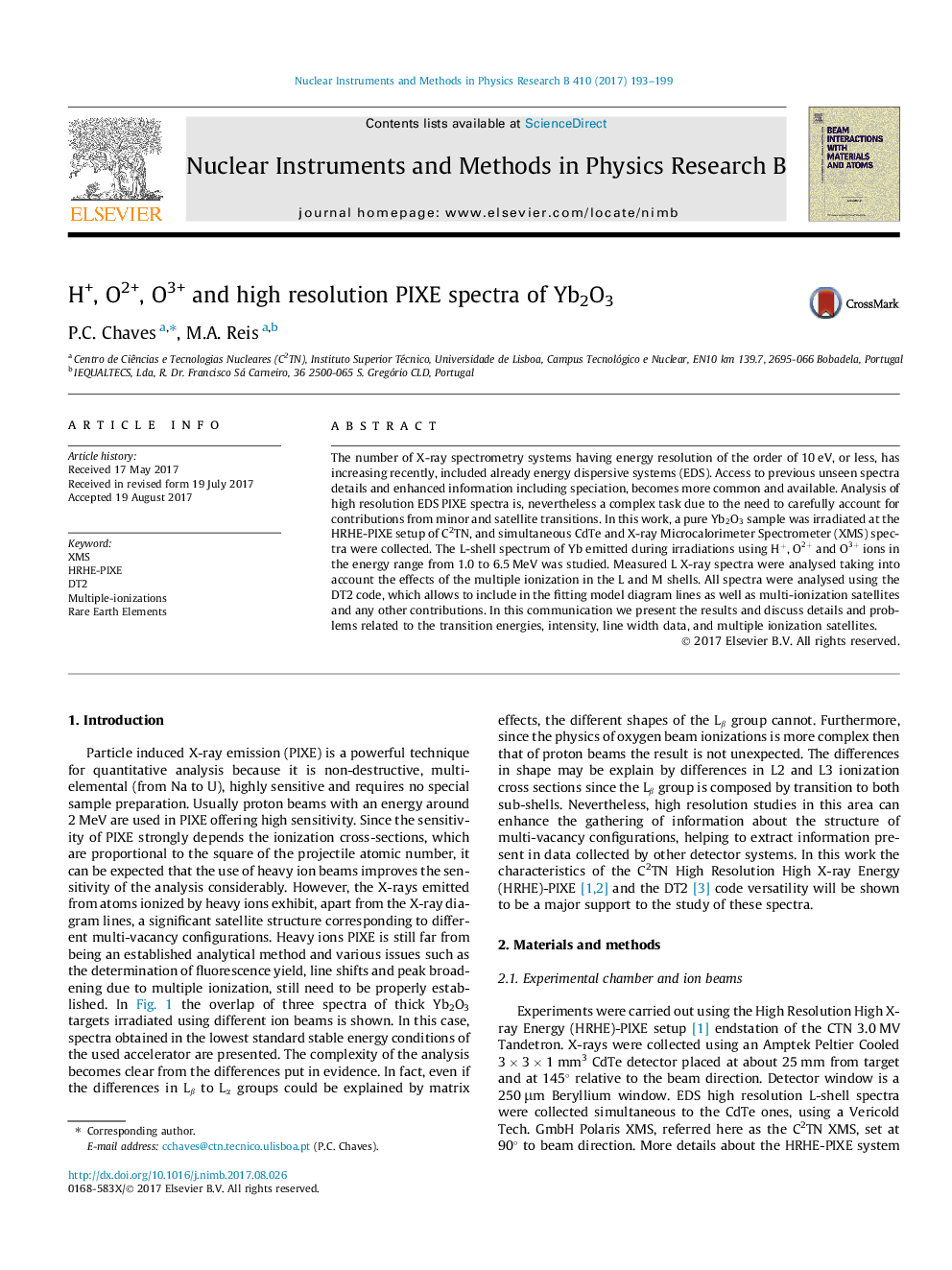 H+, O2+, O3+ and high resolution PIXE spectra of Yb2O3