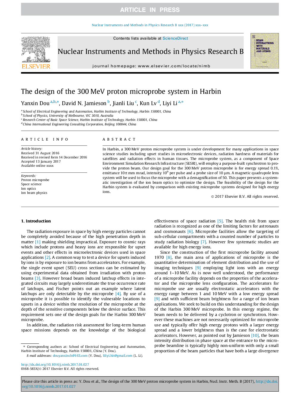 The design of the 300Â MeV proton microprobe system in Harbin