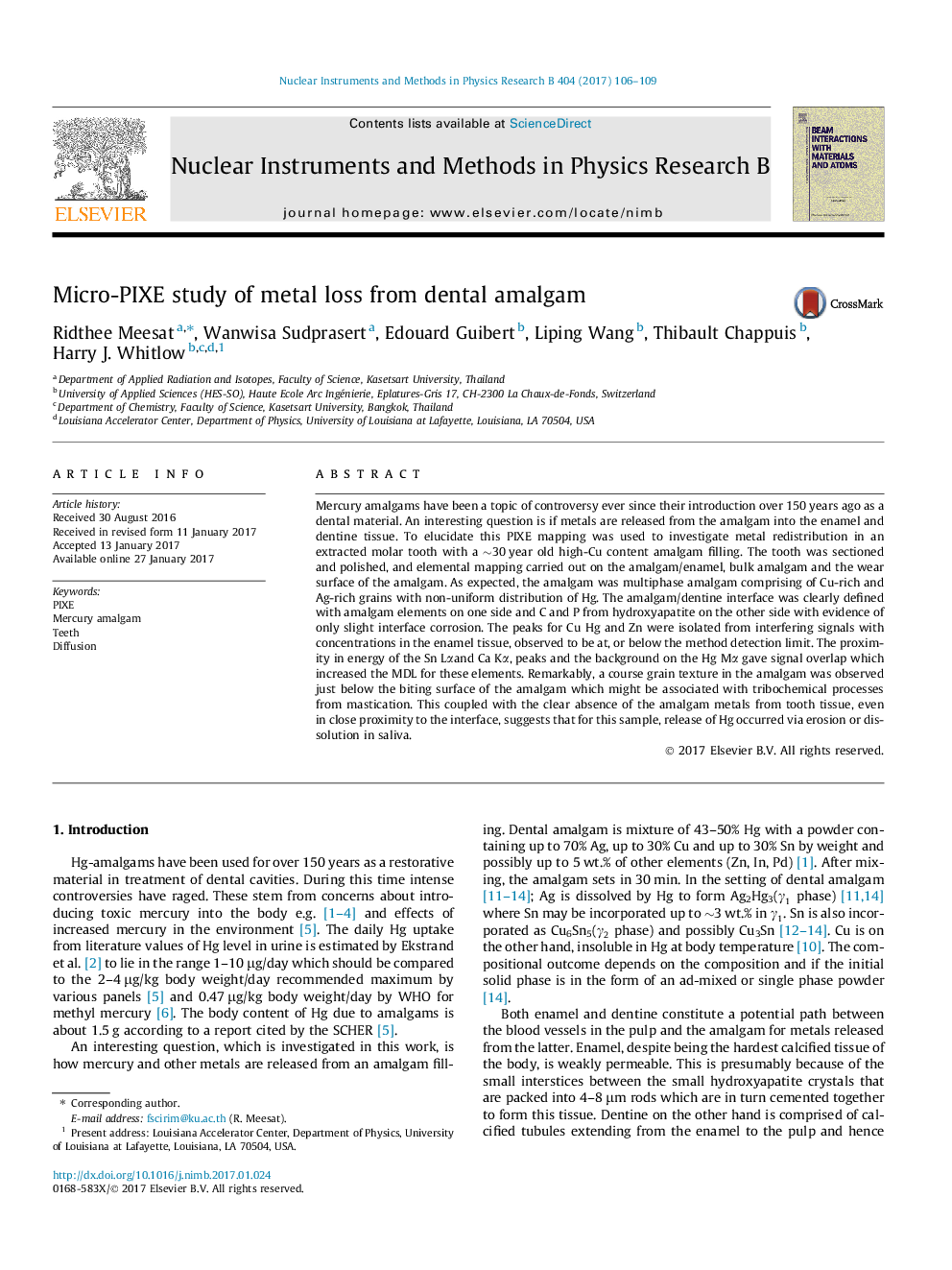 Micro-PIXE study of metal loss from dental amalgam