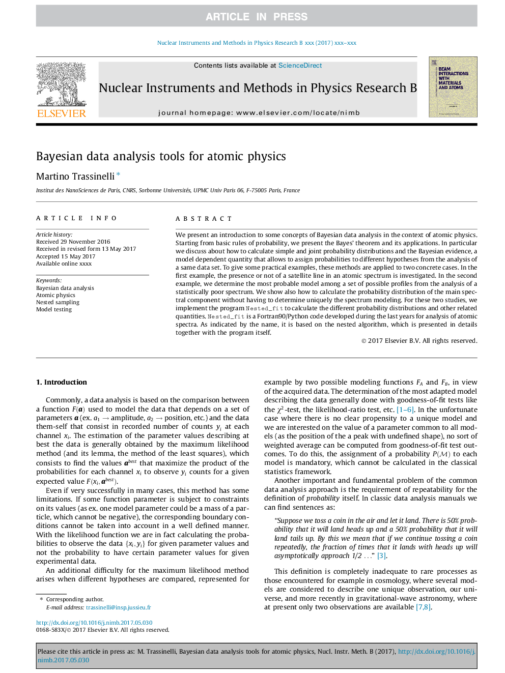 Bayesian data analysis tools for atomic physics