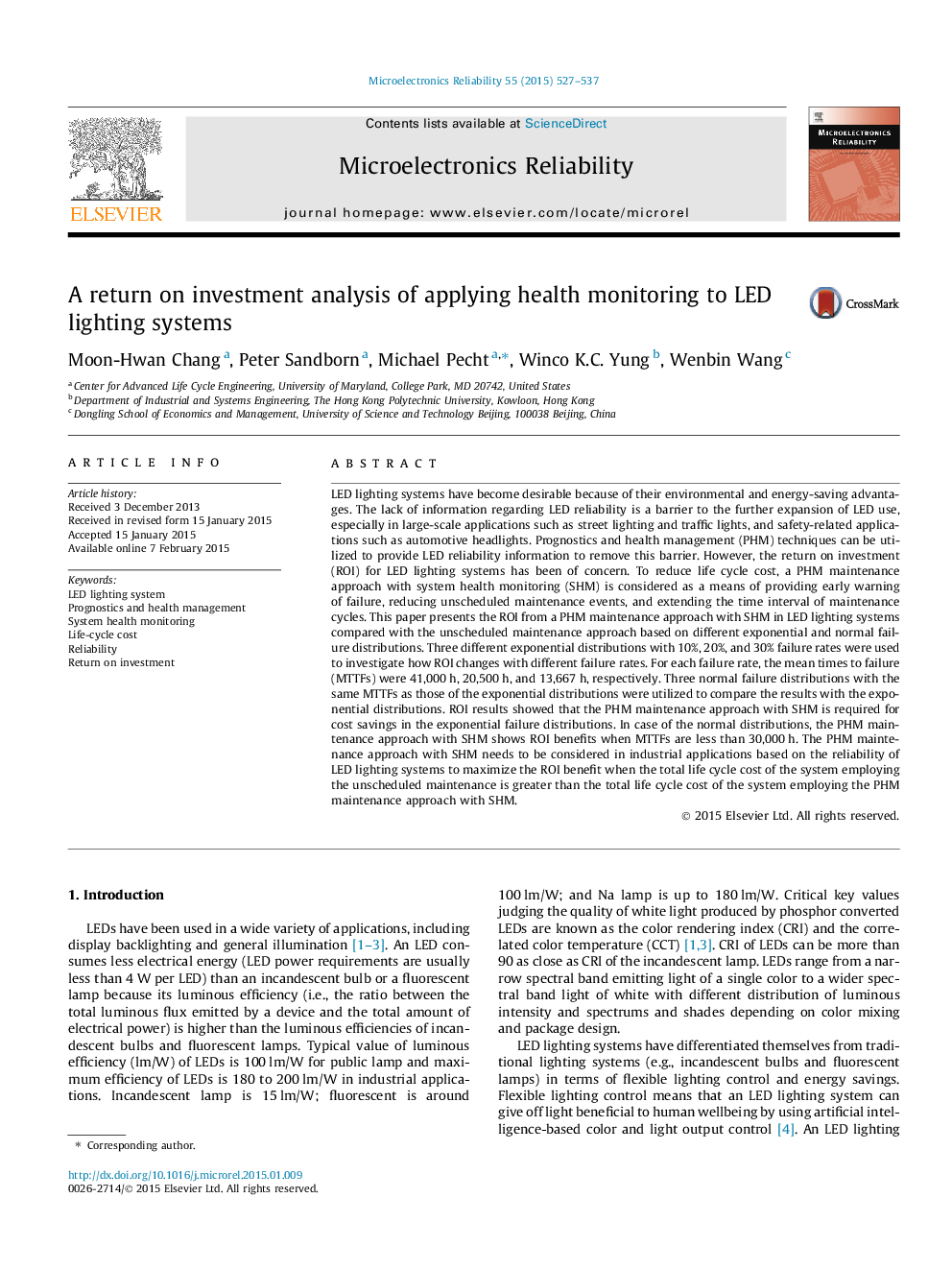 A return on investment analysis of applying health monitoring to LED lighting systems