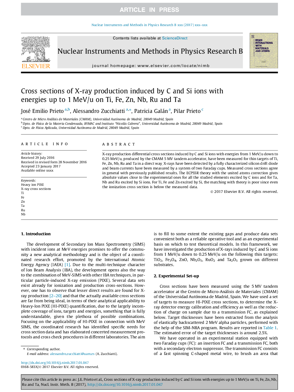 Cross sections of X-ray production induced by C and Si ions with energies up to 1Â MeV/u on Ti, Fe, Zn, Nb, Ru and Ta