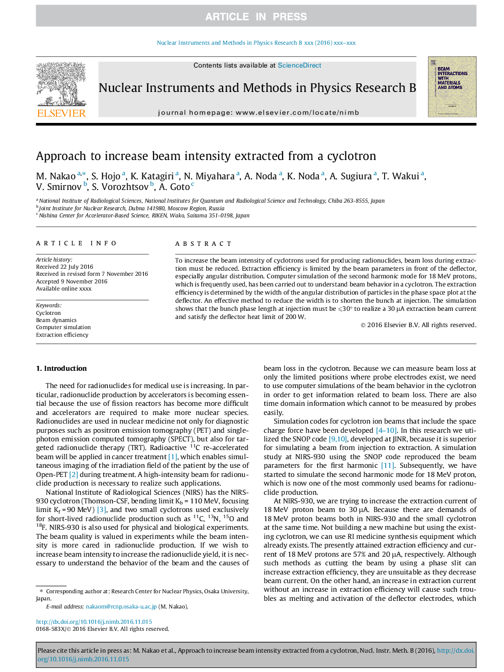 Approach to increase beam intensity extracted from a cyclotron