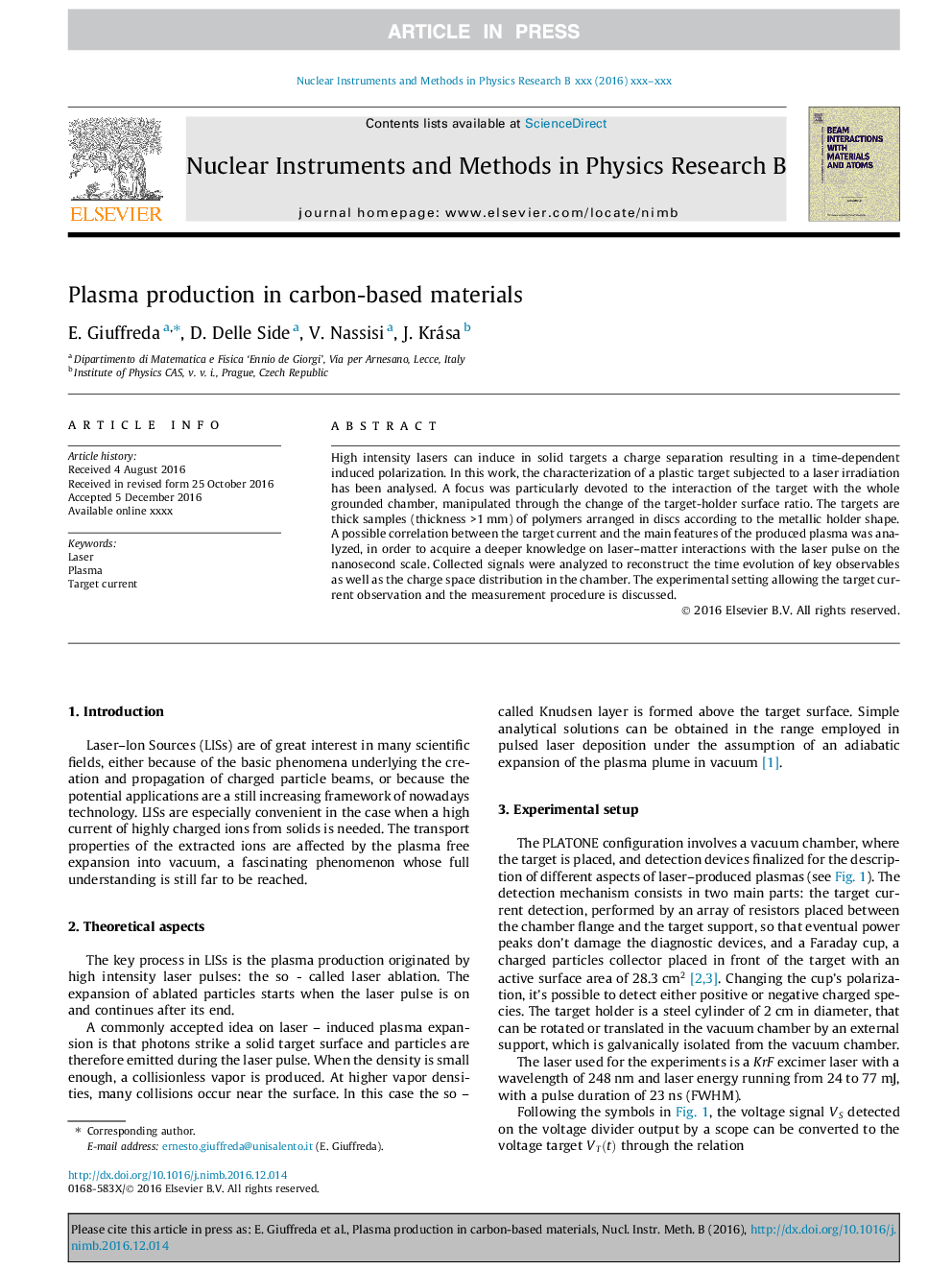 Plasma production in carbon-based materials