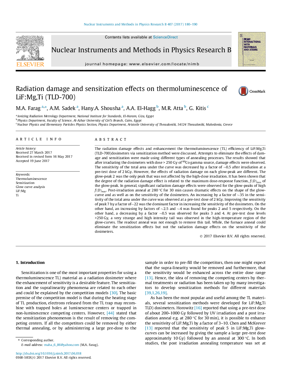 Radiation damage and sensitization effects on thermoluminescence of LiF:Mg,Ti (TLD-700)