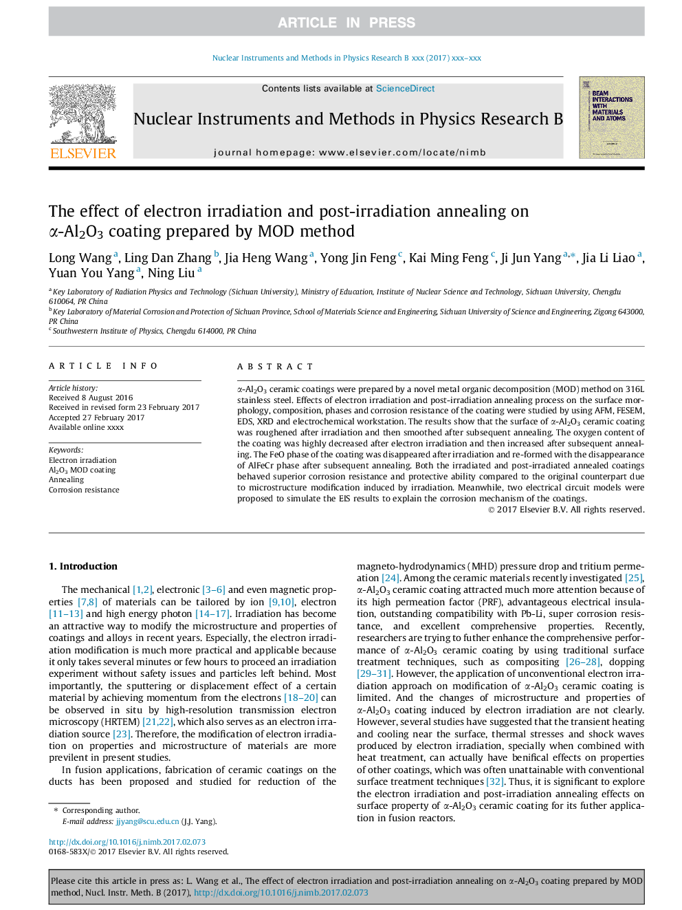 The effect of electron irradiation and post-irradiation annealing on Î±-Al2O3 coating prepared by MOD method