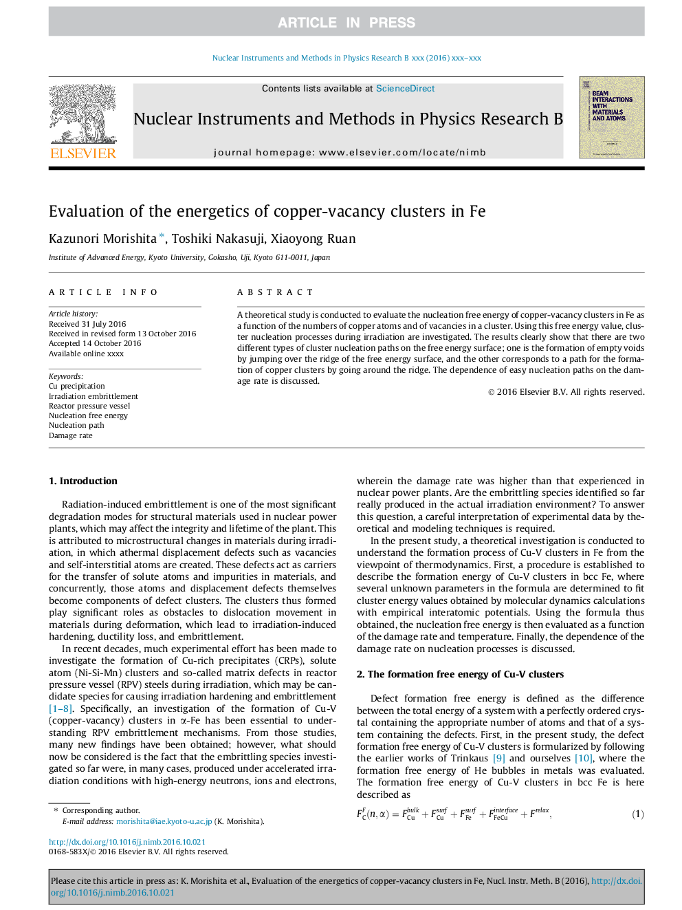 Evaluation of the energetics of copper-vacancy clusters in Fe