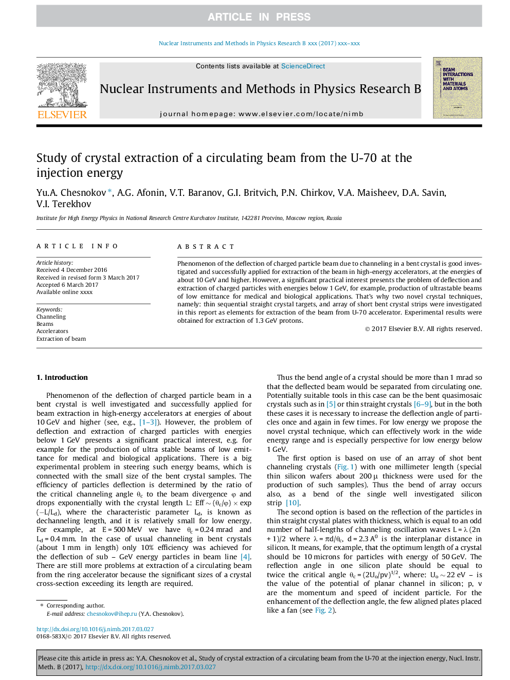 Study of crystal extraction of a circulating beam from the U-70 at the injection energy