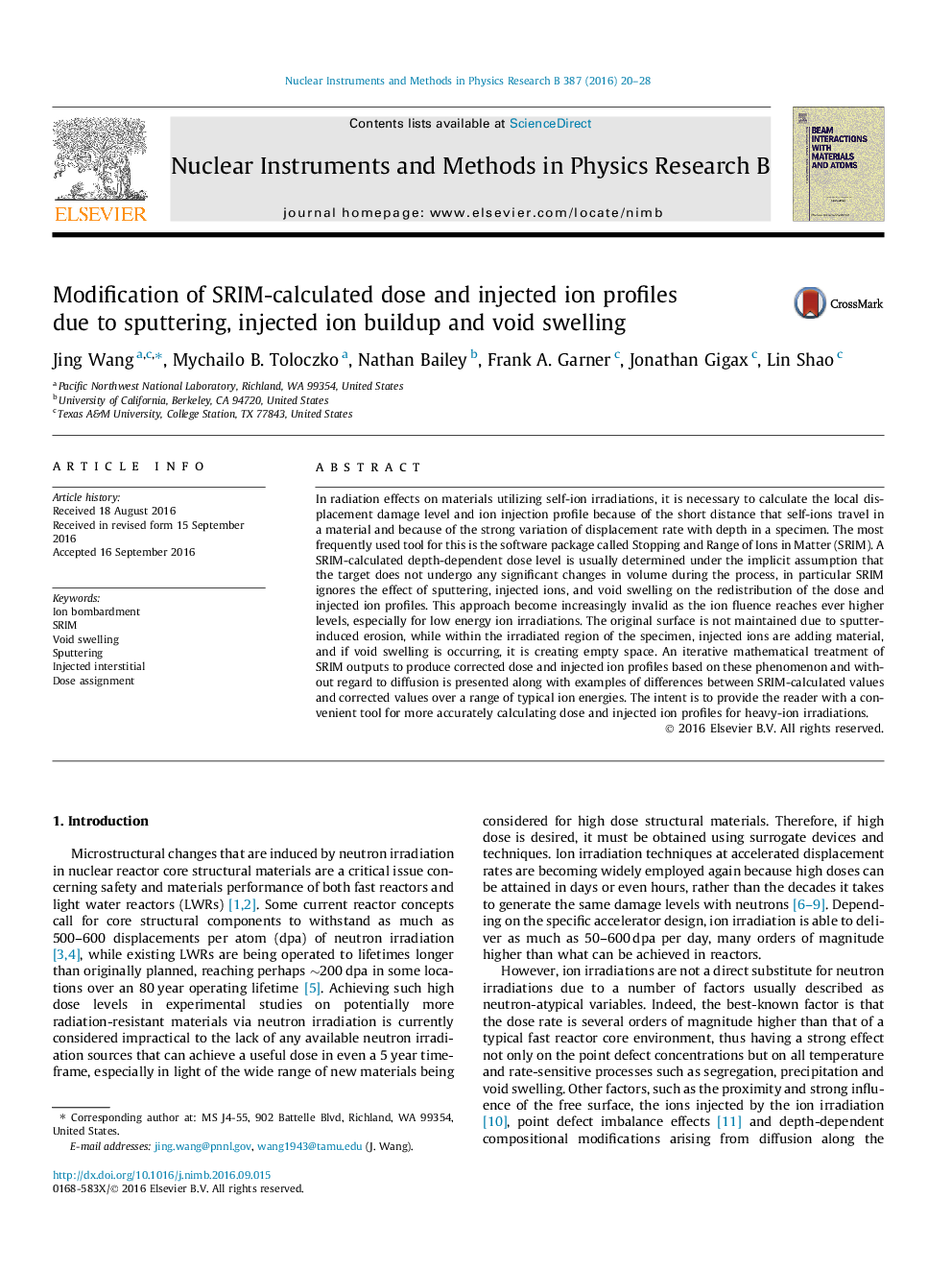 Modification of SRIM-calculated dose and injected ion profiles due to sputtering, injected ion buildup and void swelling