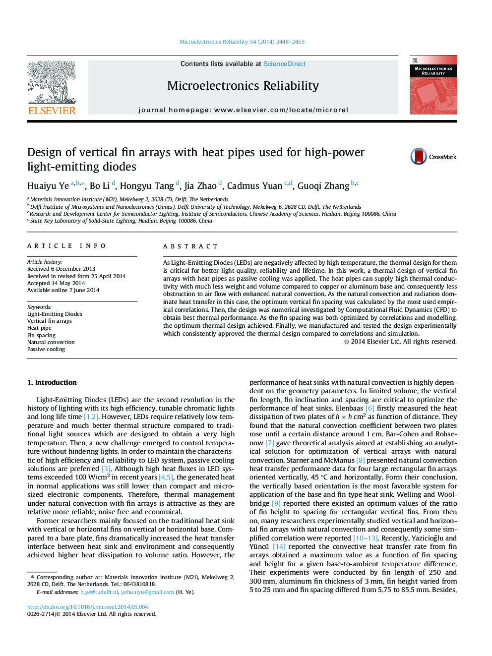 Design of vertical fin arrays with heat pipes used for high-power light-emitting diodes