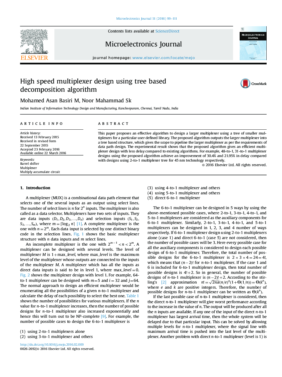 High speed multiplexer design using tree based decomposition algorithm