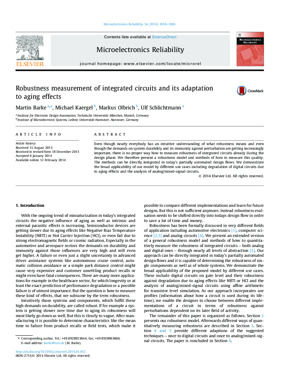 Robustness measurement of integrated circuits and its adaptation to aging effects