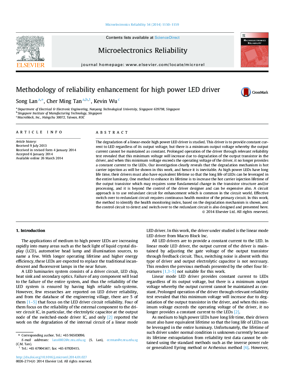 Methodology of reliability enhancement for high power LED driver